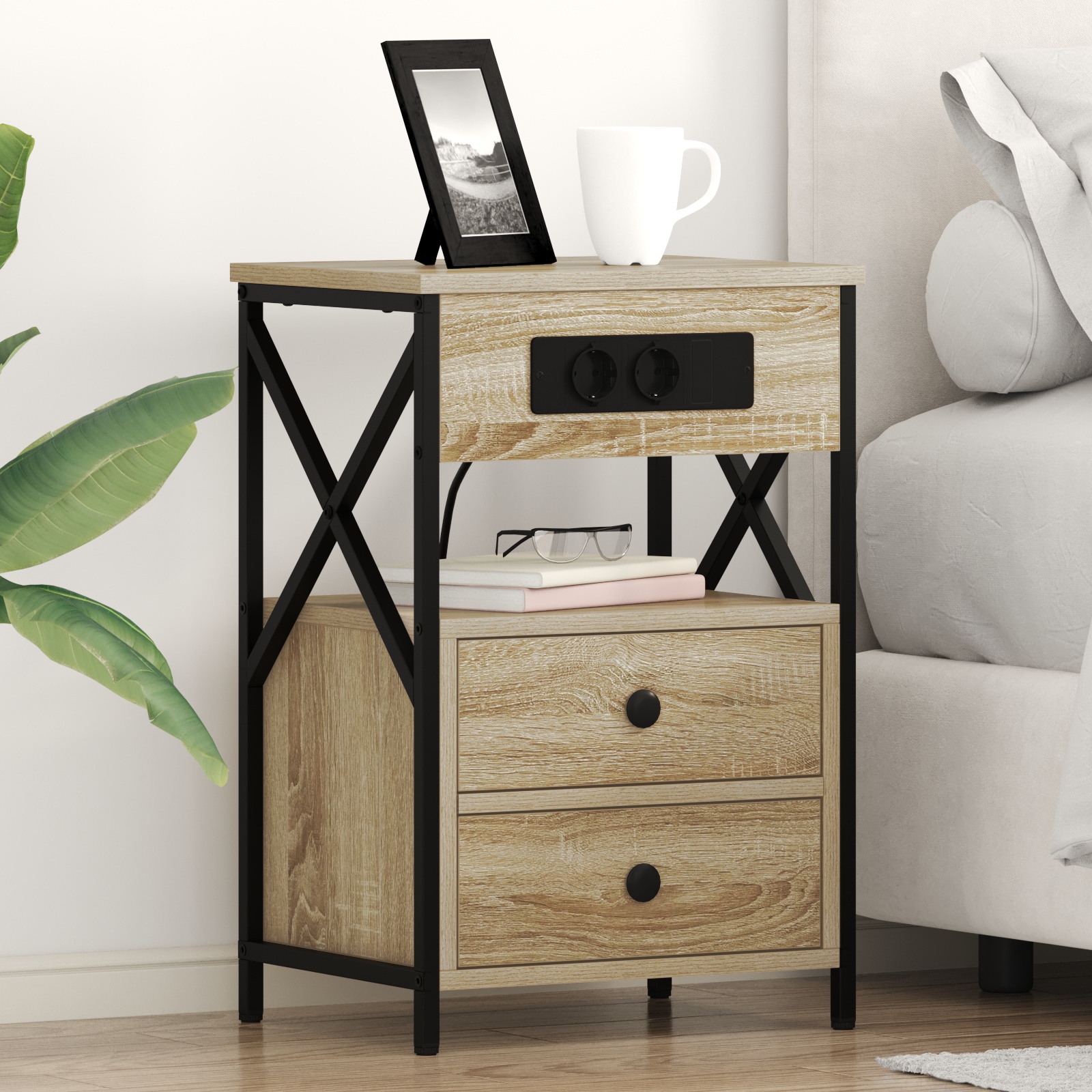 Nachttisch 2 pcs Sonoma Eiche 40 x 31 x 60 cm Holzwerkstoff