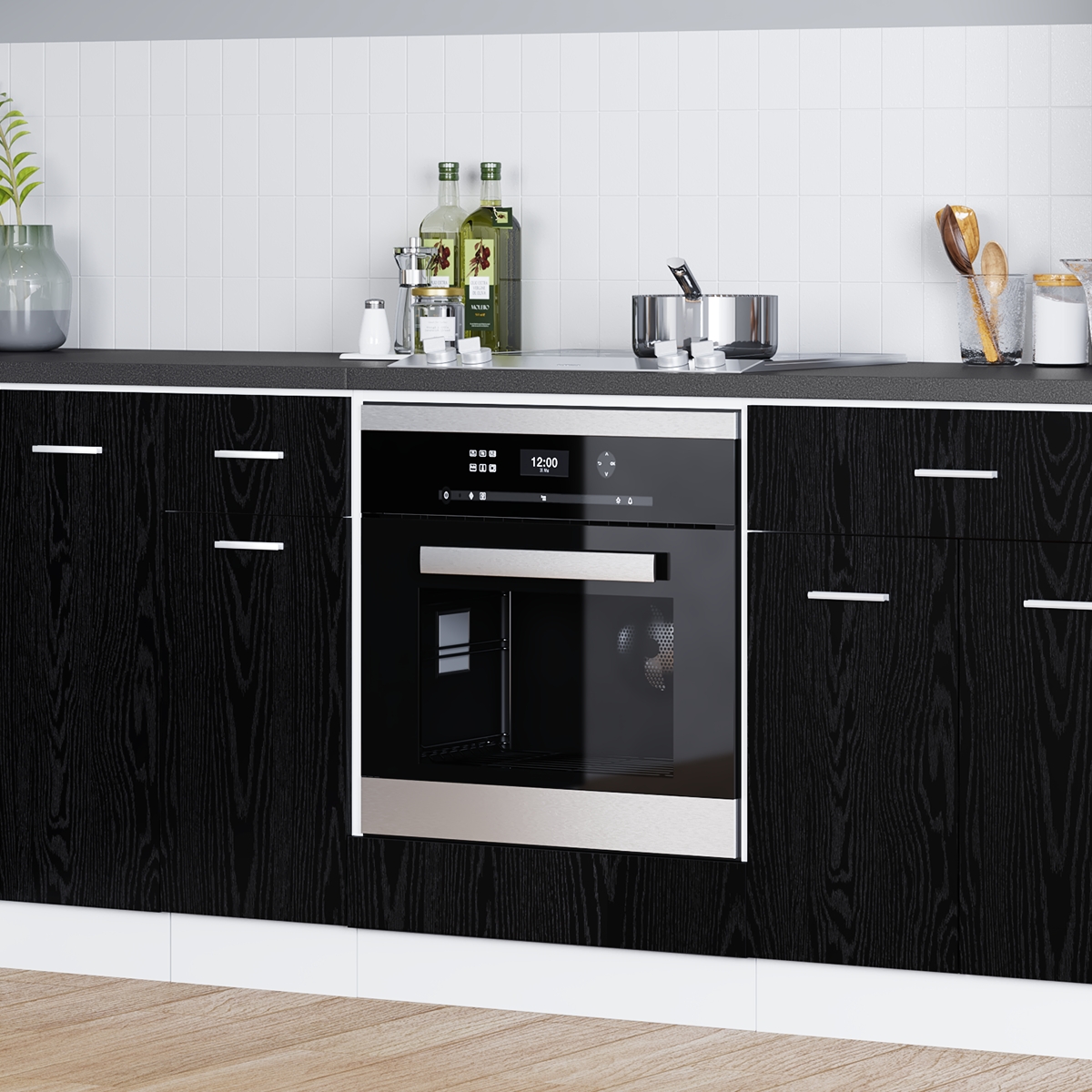 Backofen-Schrank Schwarze Eiche 60 x 46 x 81.5 cm Holzwerkstoff