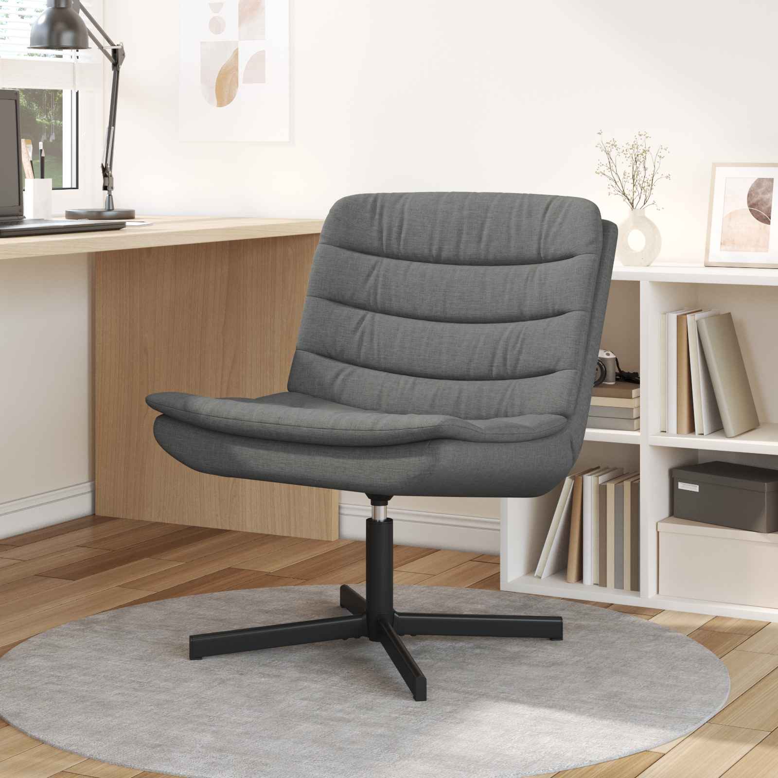 Schwenkstuhl Dunkelgrau Polyester, Metall Mittel Drehbar