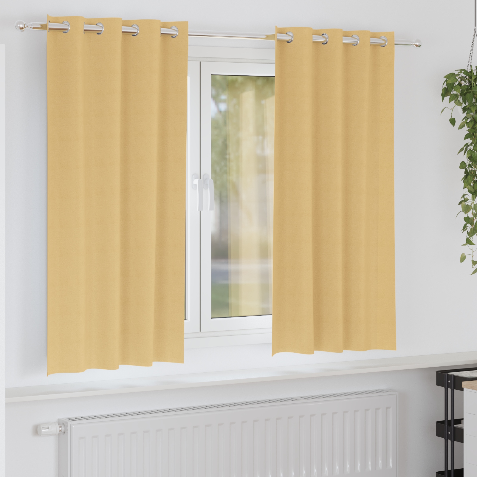 Vorhänge mit Vorhängen 2 pcs Beige 175 x 140 cm Polyester