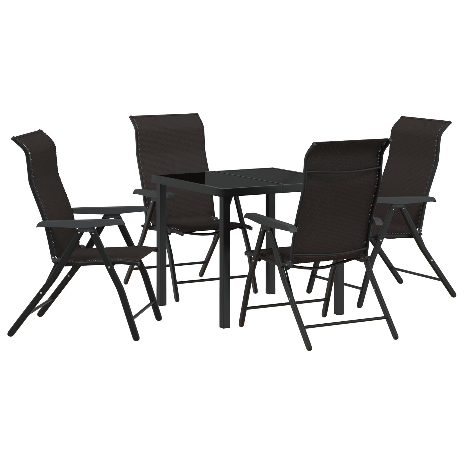 5-teiliges Garten-Esstischset Schwarz Poly Rattan 5-teiliges Garten-Esstischset Schwarz Poly Rattan