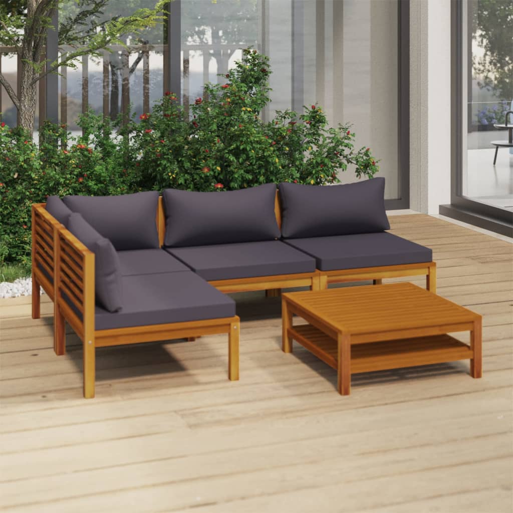 5-tlg. Garten-Lounge-Set mit Auflage Massivholz Akazie 5-tlg. Garten-Lounge-Set mit Auflage Massivholz Akazie
