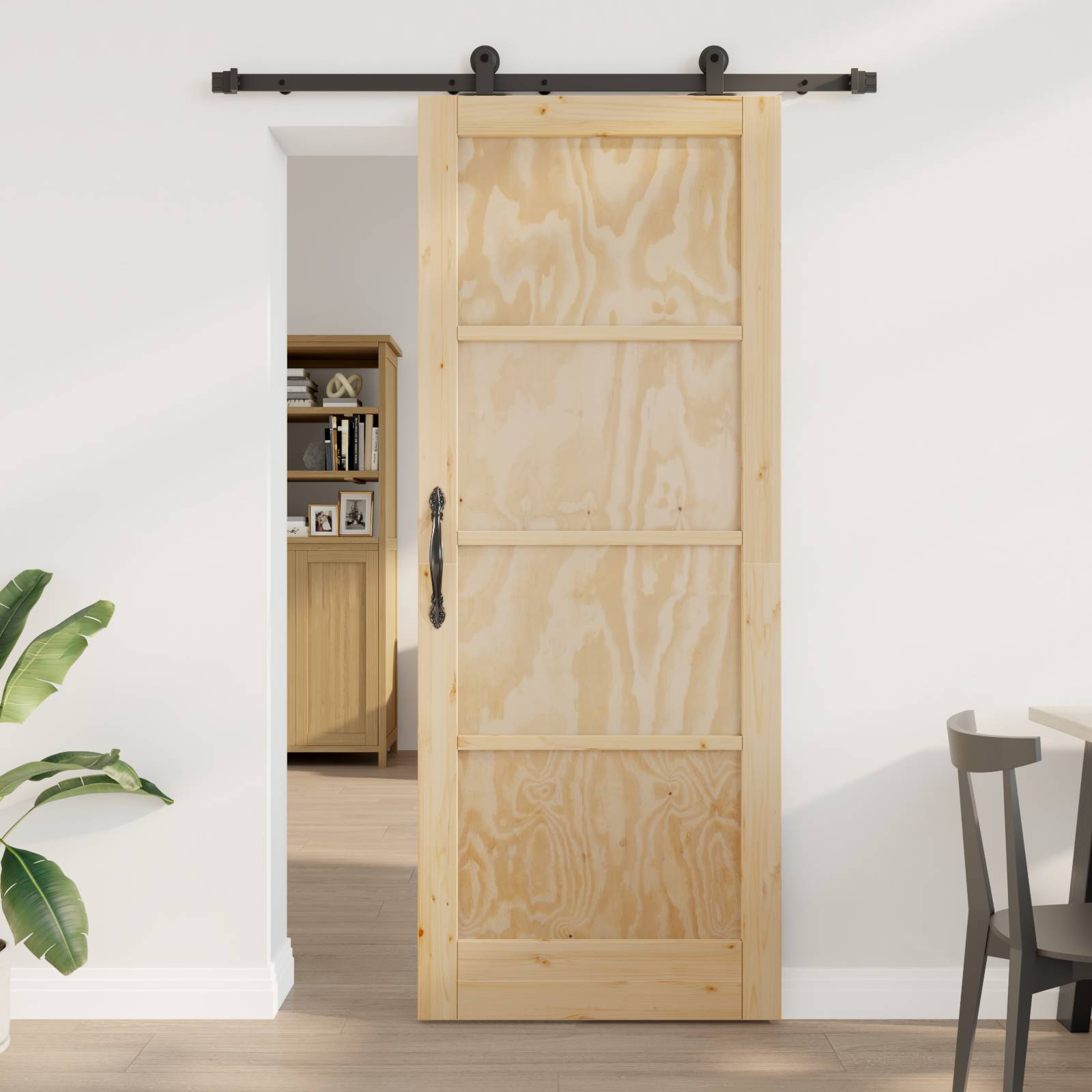 Schiebetür mit Hardware-Set 'ORKDAL'Massivholz Kiefer