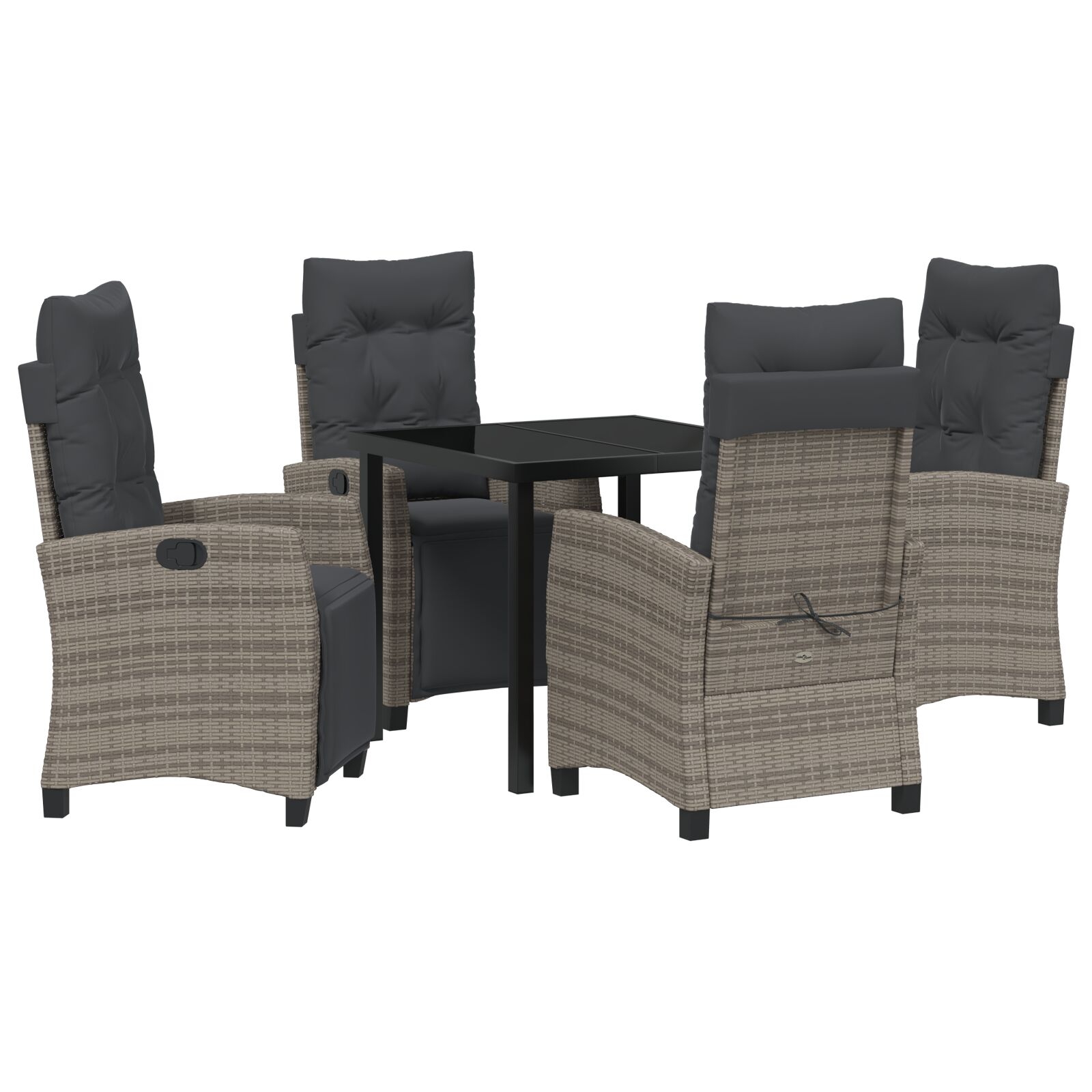 5-teiliges Garten-Ess-Set Grau Poly-Rattan 5-teiliges Garten-Ess-Set Grau Poly-Rattan