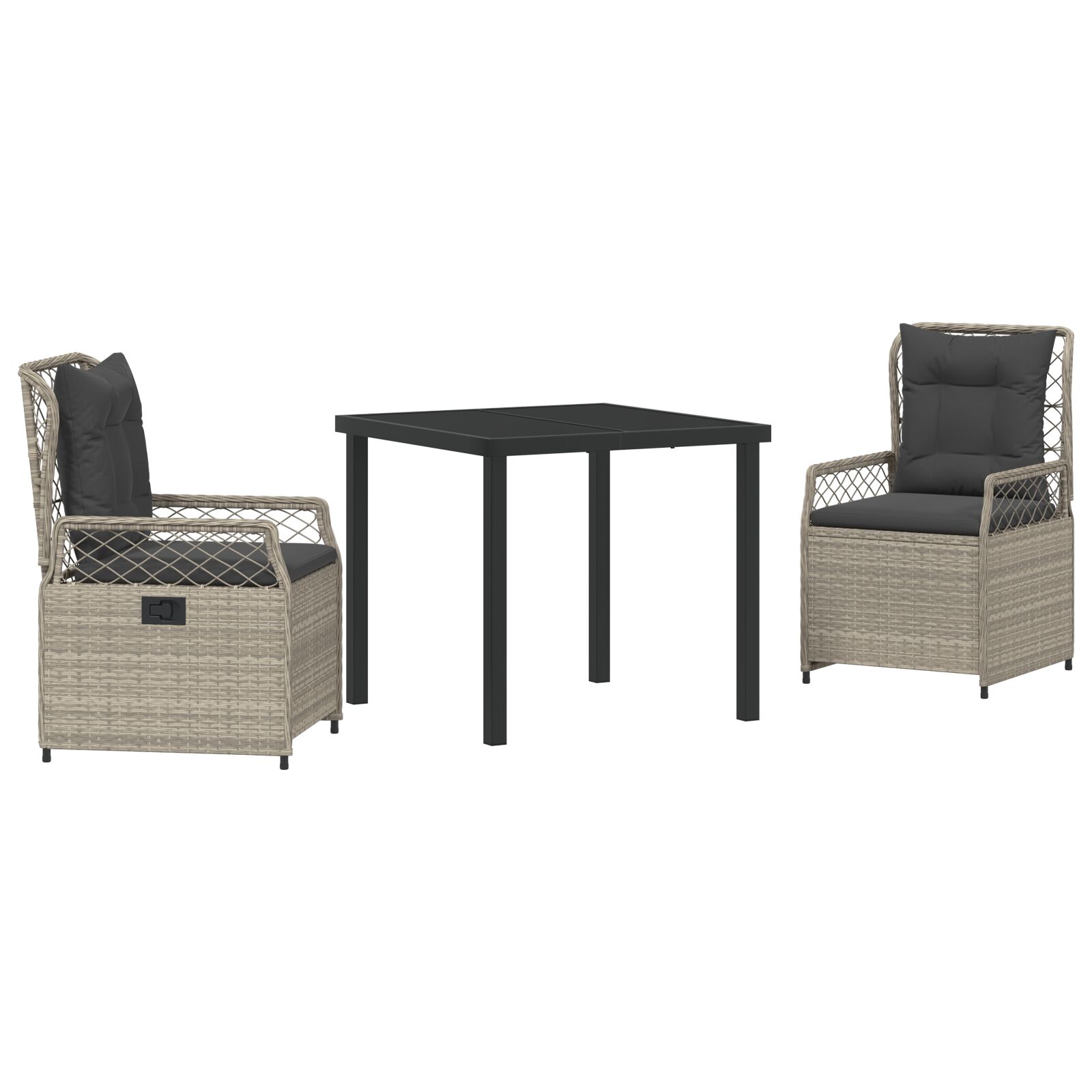 3 Teiliges Garten-Dining-Set Hellgrau Poly-Rattan 3 Teiliges Garten-Dining-Set Hellgrau Poly-Rattan