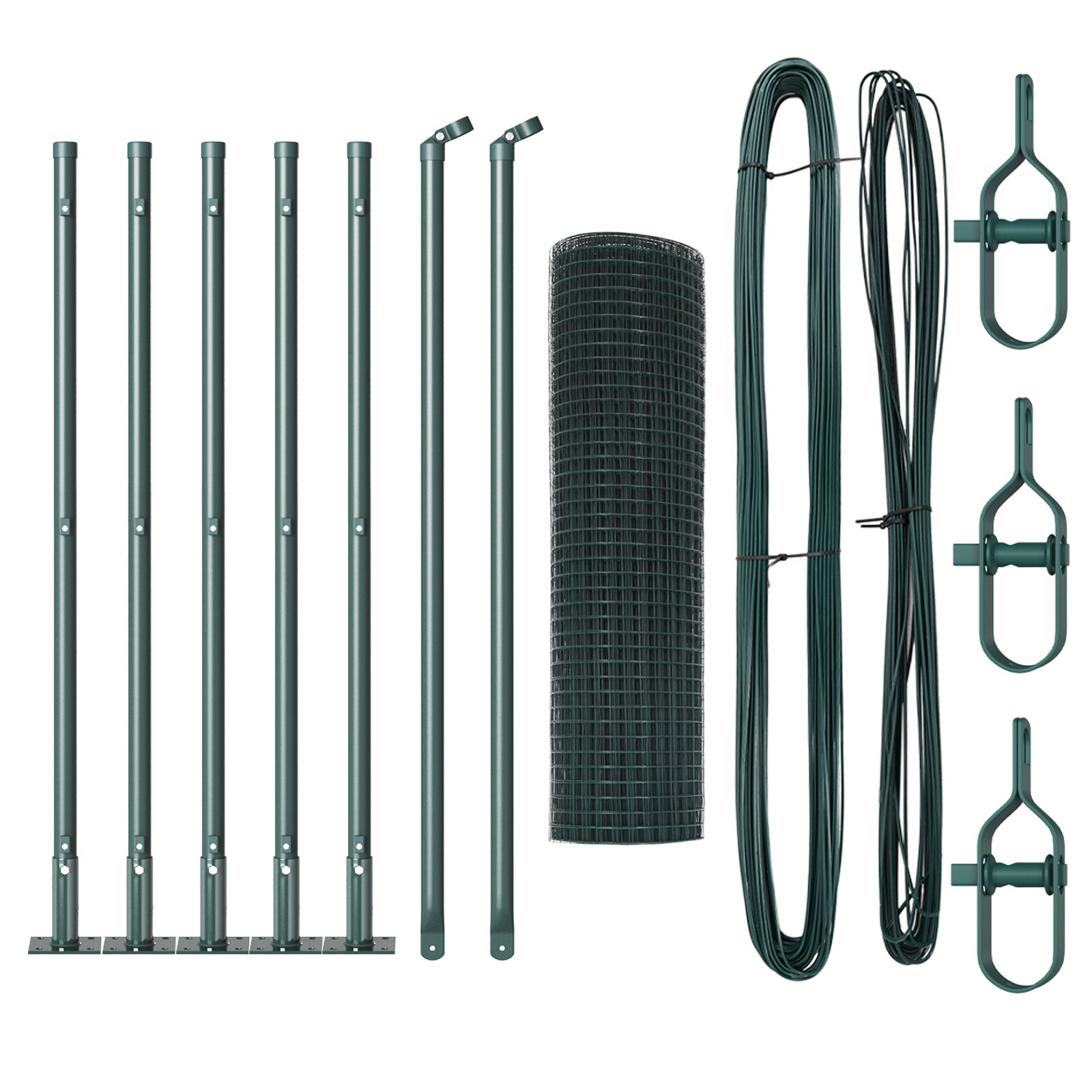 Zaunpfosten-Set 2er Set Grün Kunststoffbeschichtetes Metall