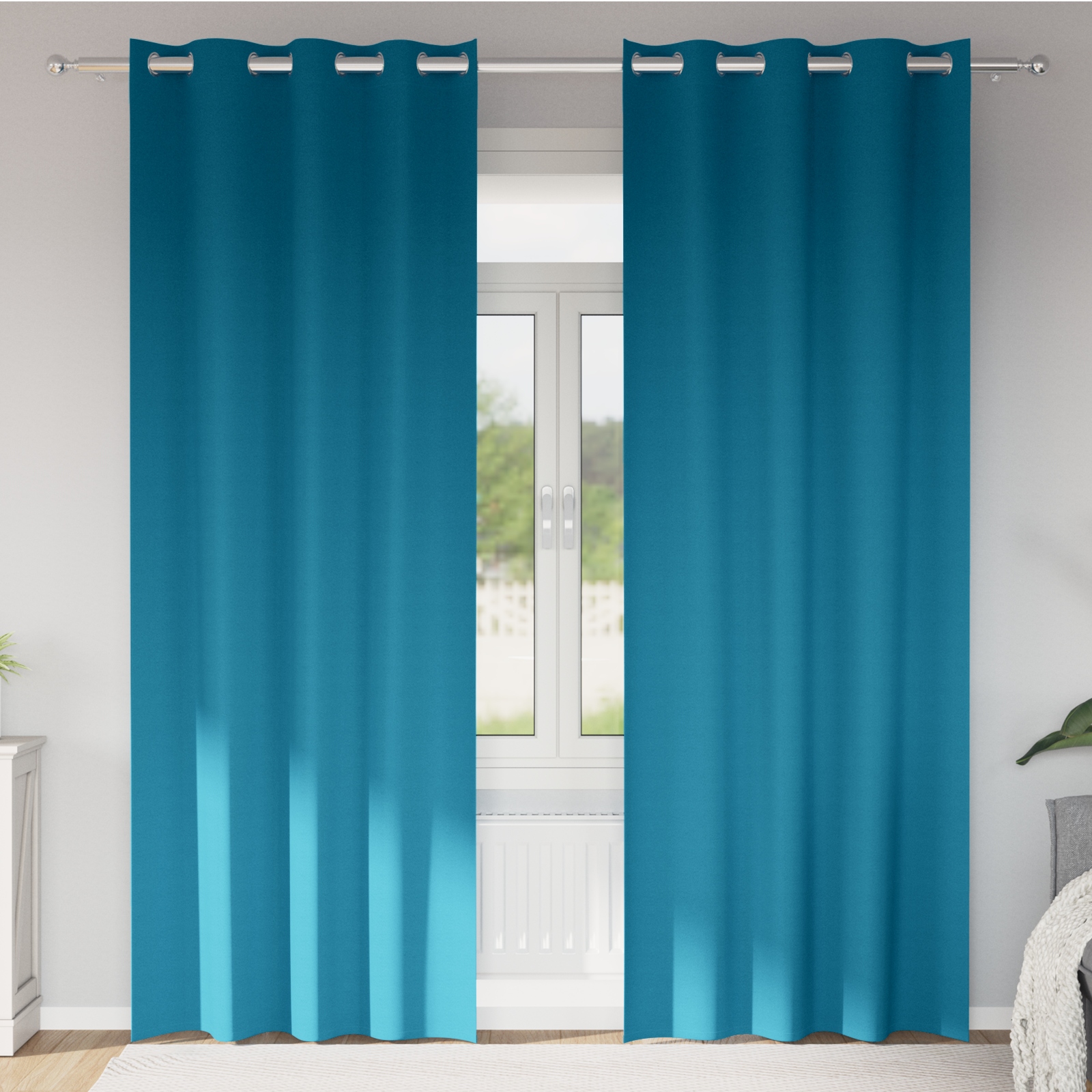 Vorhänge mit Vorhängen 2 pcs Türkis 260 x 140 cm Polyester