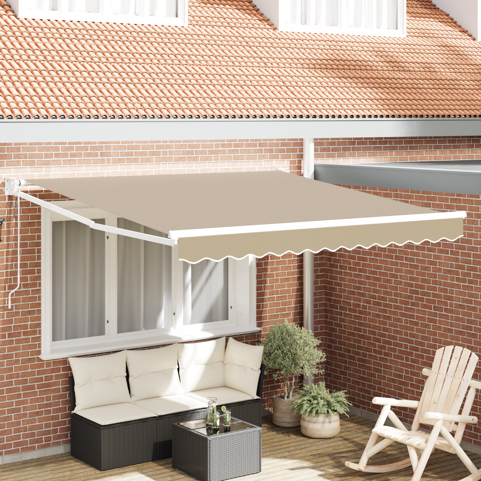 Automatische Einziehbare Markise Beige 350x250 cm