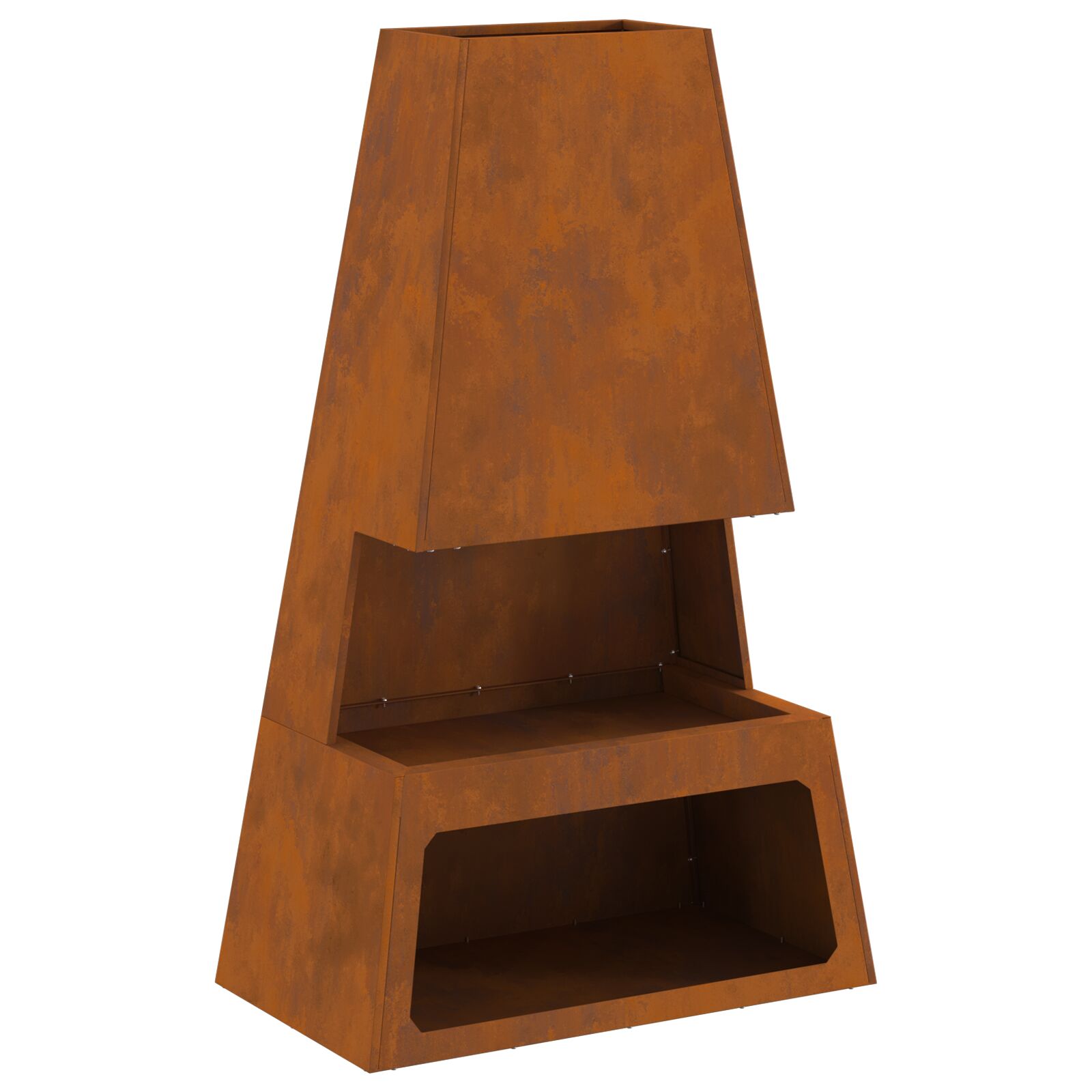 Feuerstelle mit Holzlager 60x35x100 cm Cortenstahl