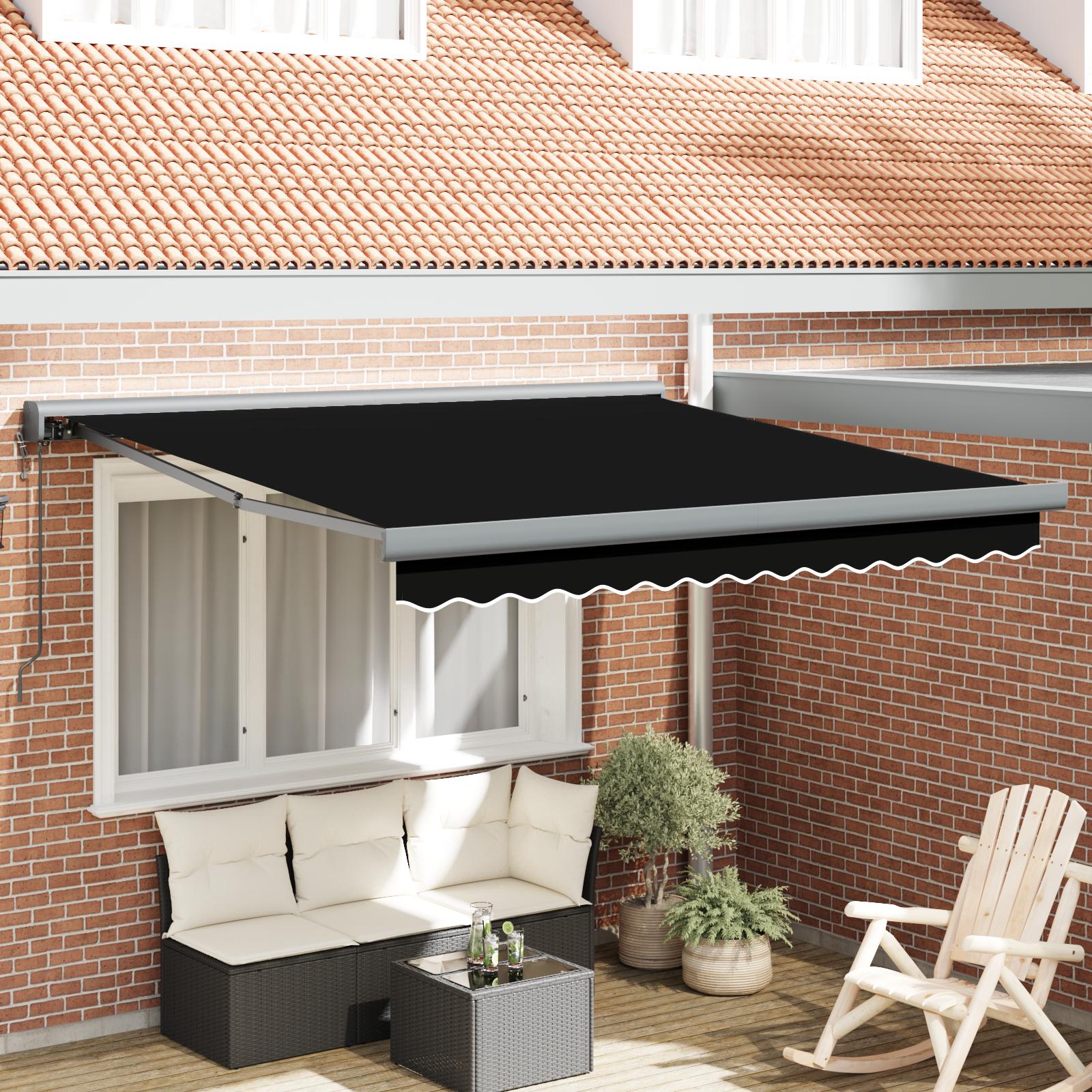Automatische einziehbare Markise Schwarz 300x250 cm