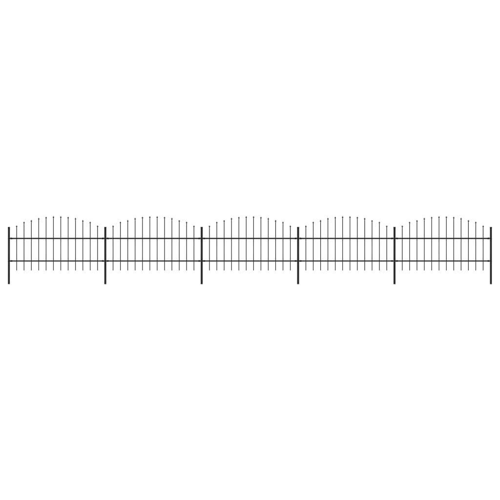 Gartenzaun mit Speerspitzen Stahl (0,75 - 1) x 8,5 m Schwarz