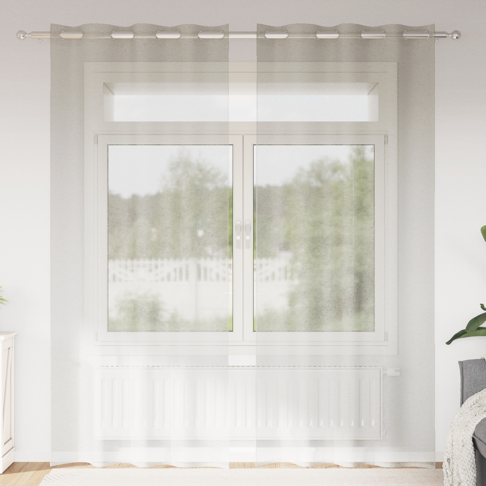 Vorhänge mit Vorhängen 2 pcs Cremefarben 140 x 260 cm Polyester