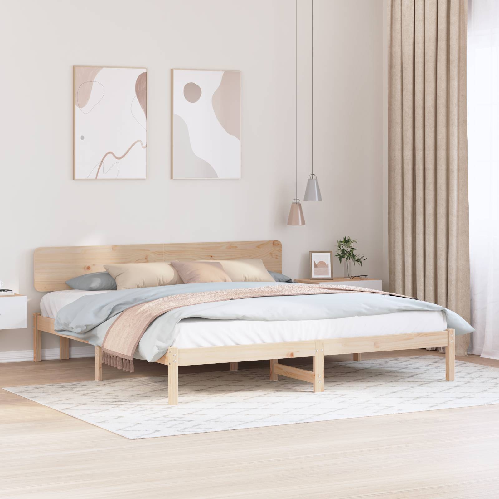 Bettgestell mit Kopfteil 180x200 cm Massivholz Kiefer