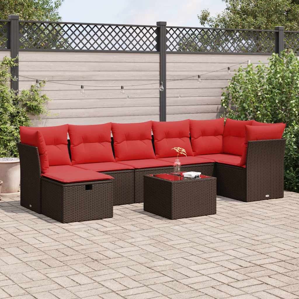 8-tlg. Garten-Sofagarnitur mit Kissen Braun Poly Rattan 8-tlg. Garten-Sofagarnitur mit Kissen Braun Poly Rattan