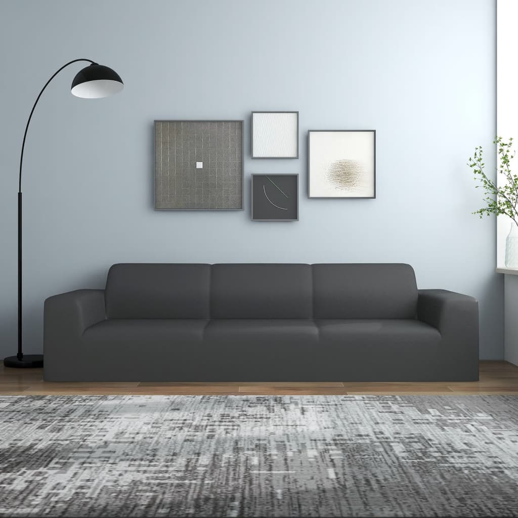 Stretch Sofahusse 4-Sitzer Anthrazit Polyester-Jersey