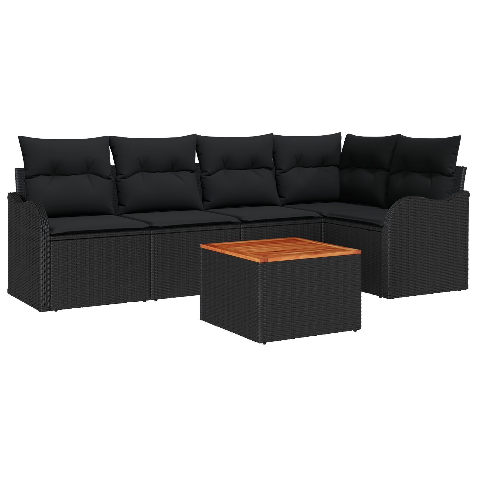6-teiliges Garten-Sofa-Set mit Kissen Schwarz Poly-Rattan Akazie, 2-Sitzer Garten-Sofa mit Kissen Schwarz Poly-Rattan 6-teiliges Garten-Sofa-Set mit Kissen Schwarz Poly-Rattan Akazie, 2-Sitzer Garten-Sofa mit Kissen Schwarz Poly-Rattan