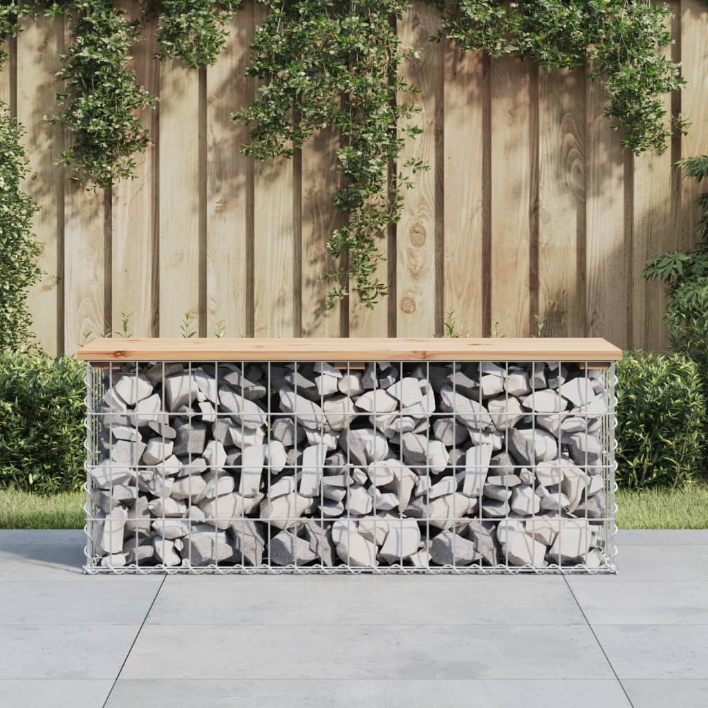 Gartenbank aus Gabionen 103x31,5x42 cm Massivholz Kiefer Gartenbank aus Gabionen 103x31,5x42 cm Massivholz Kiefer