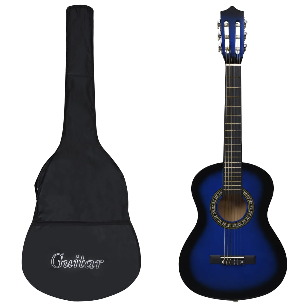 8-tlg. Klassikgitarren-Set für Anfänger Blau 1/2 34"