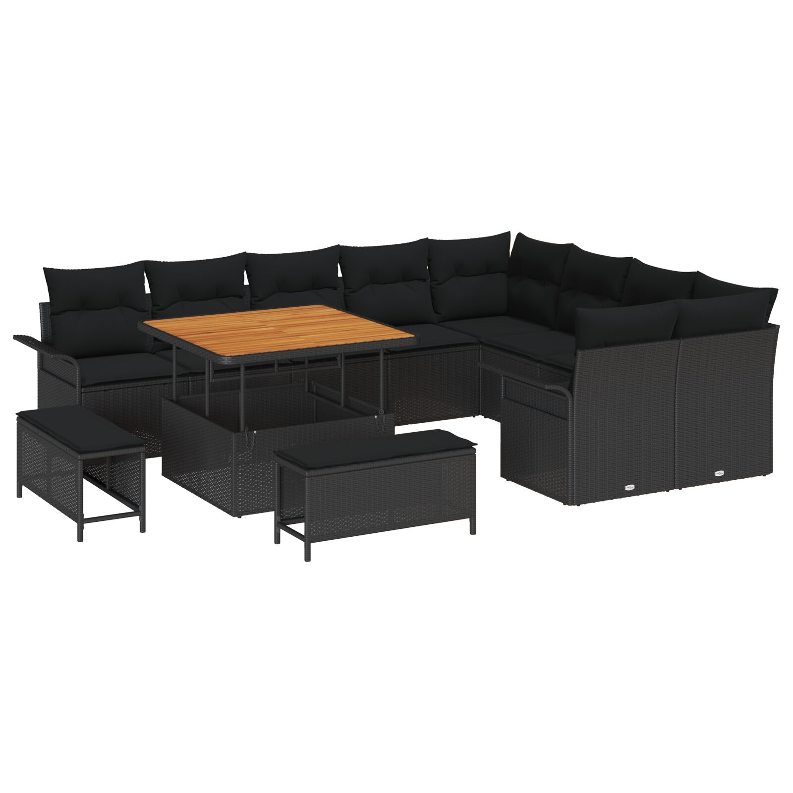 12-teiliges Garten Sofa Set mit Kissen Schwarz Poly Rattan Akazie, 3-teiliges Garten Essset mit Kissen Schwarz Poly Rattan Akazie, 2-Sitzer Garten Sofa mit Kissen Schwarz Poly Rattan 12-teiliges Garten Sofa Set mit Kissen Schwarz Poly Rattan Akazie, 3-teiliges Garten Essset mit Kissen Schwarz Poly Rattan Akazie, 2-Sitzer Garten Sofa mit Kissen Schwarz Poly Rattan