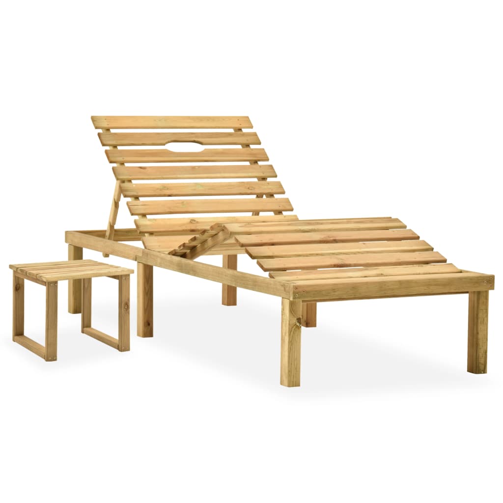 Garten-Sonnenliege mit Tisch Kiefernholz Imprägniert Garten-Sonnenliege mit Tisch Kiefernholz Imprägniert