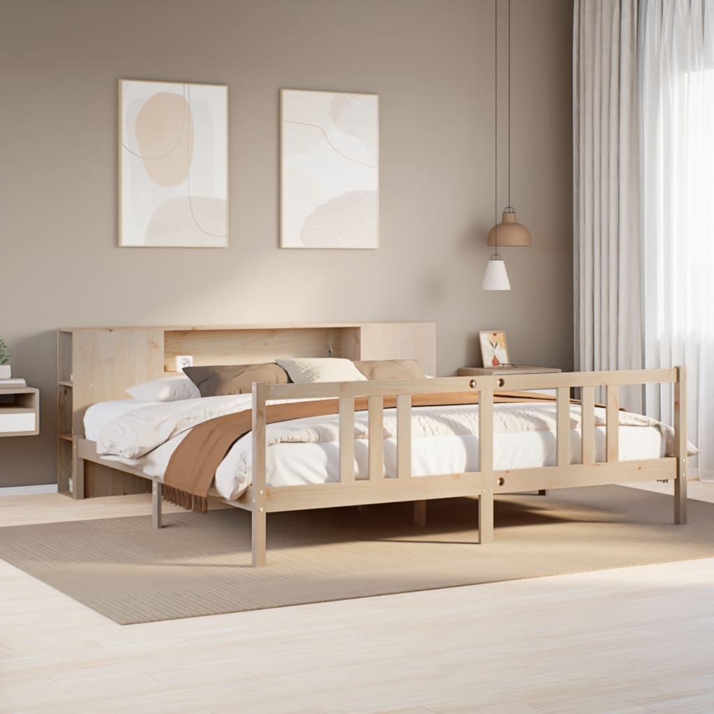 Massivholzbett mit Regal ohne Matratze 180x200 cm Kiefernholz