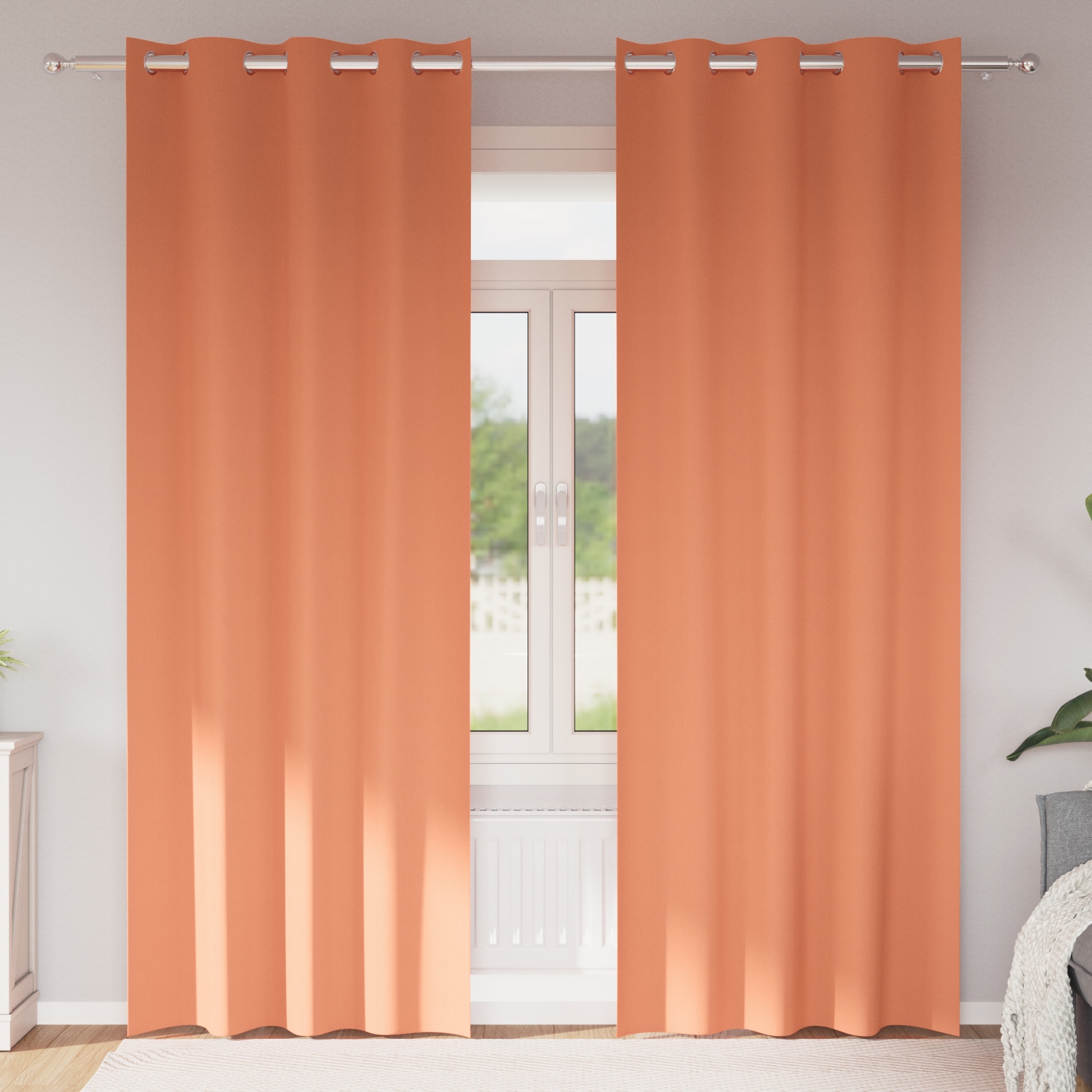 Vorhänge mit Vorhängen 2 pcs Terrakotta 225 x 140 cm Polyester
