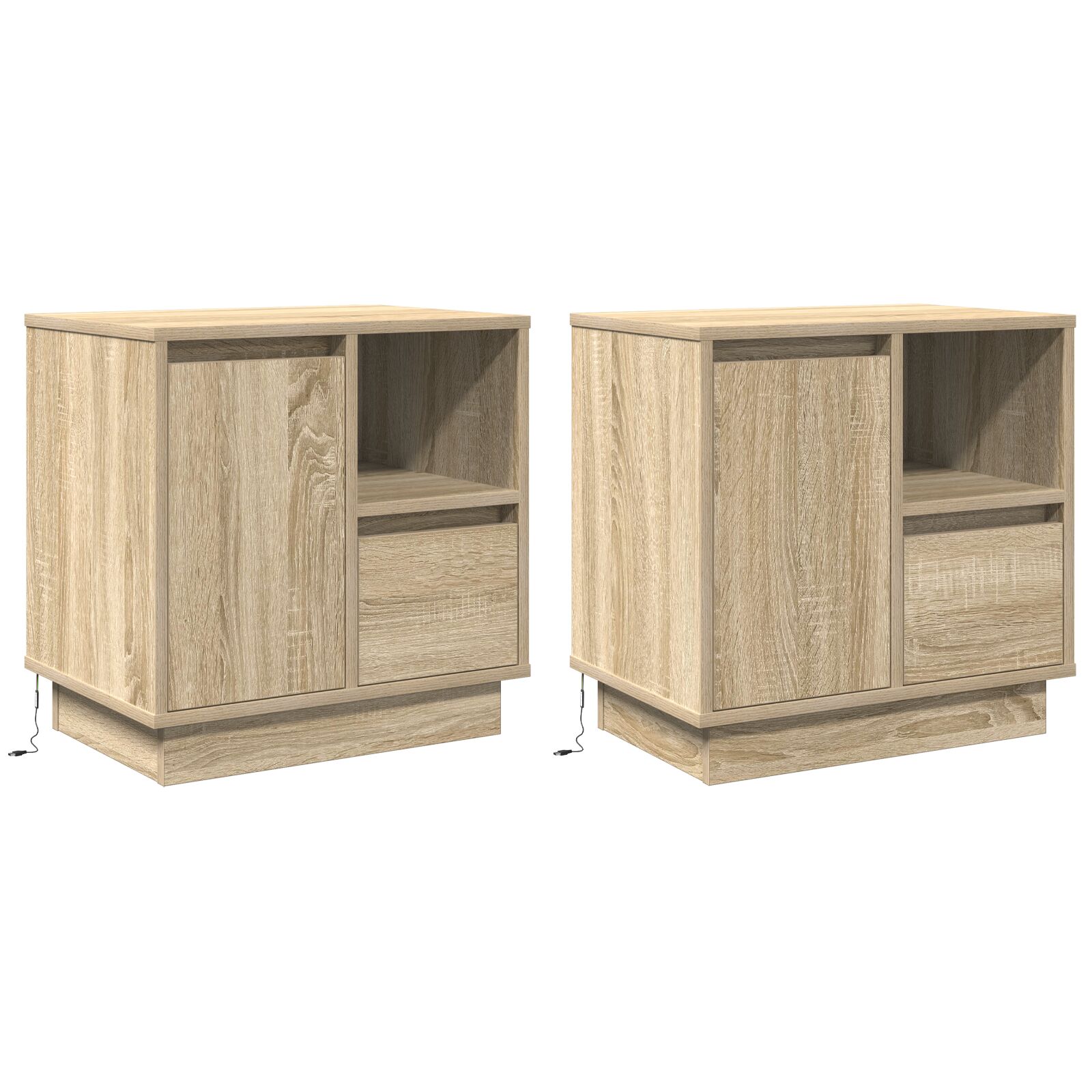 Nachttische mit LED 2 Stück Sonoma Eiche 50x34,5x50 cm