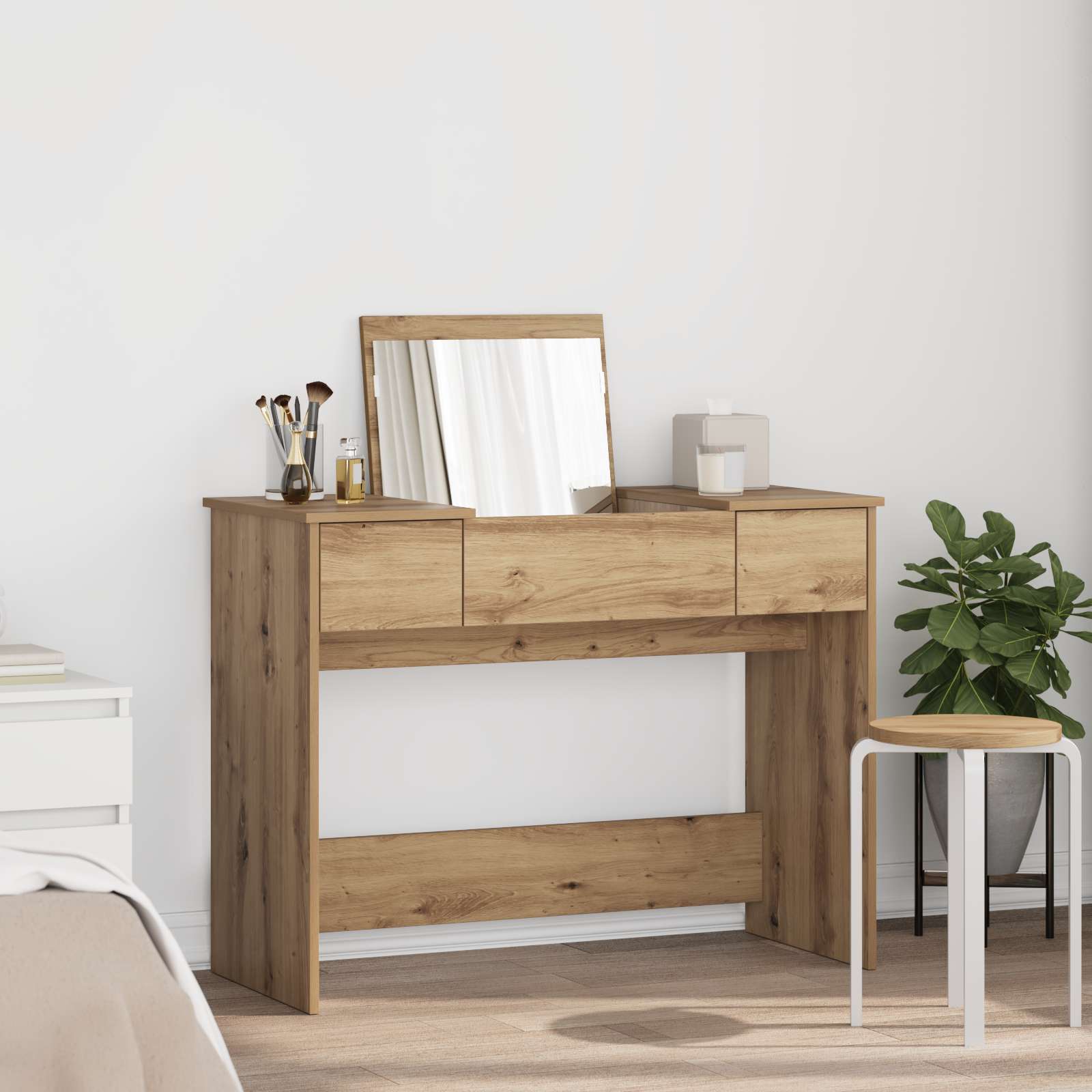 Schminktisch mit Spiegel Artisan Eiche 100x45x76 cm