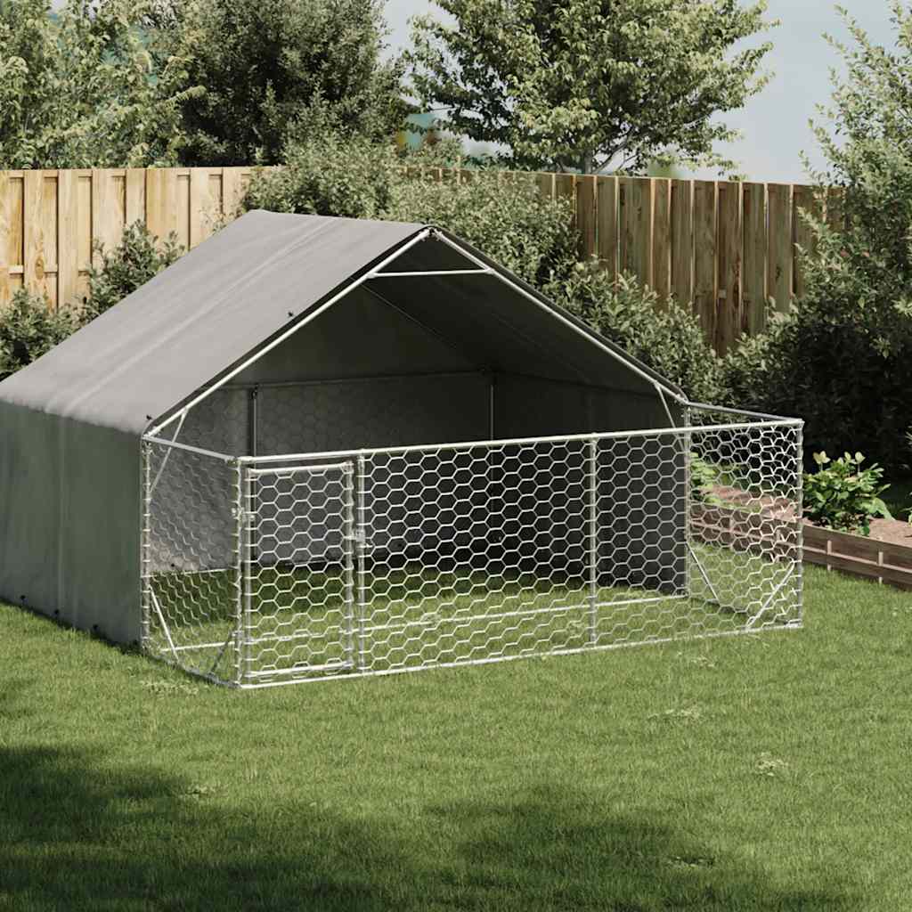 Outdoor-Hundezwinger mit Auslauf 3x3x1,9 m Verzinkter Stahl
