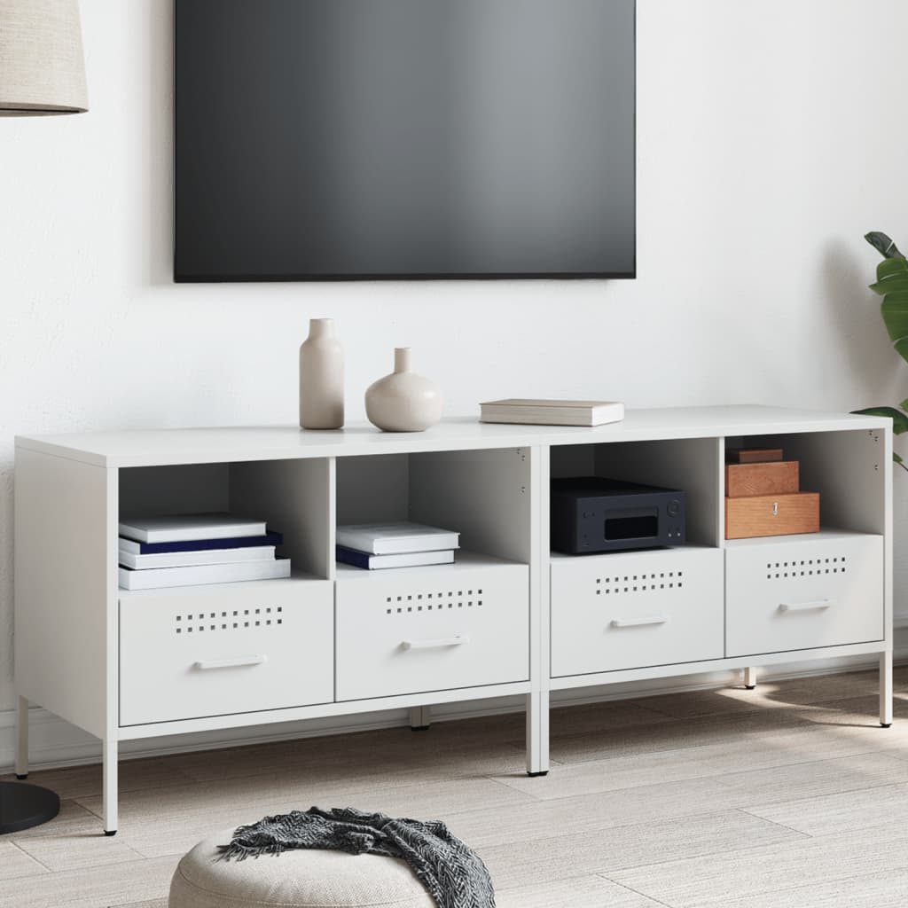 TV-Schränke 2 Stk. Weiß 68x39x50,5 cm Kaltgewalzter Stahl