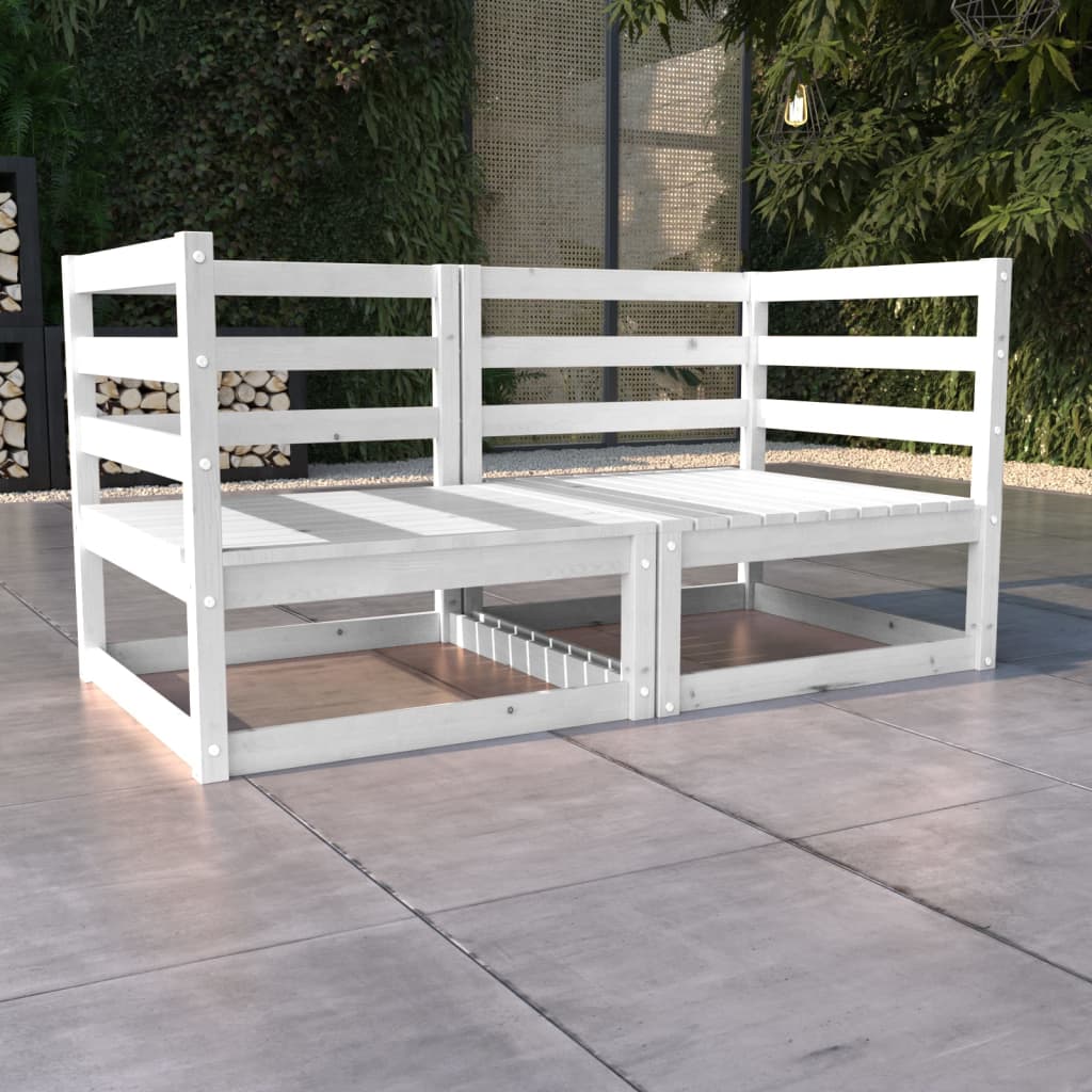 Gartensofa 2-Sitzer Weiß Massivholz Kiefer Gartensofa 2-Sitzer Weiß Massivholz Kiefer