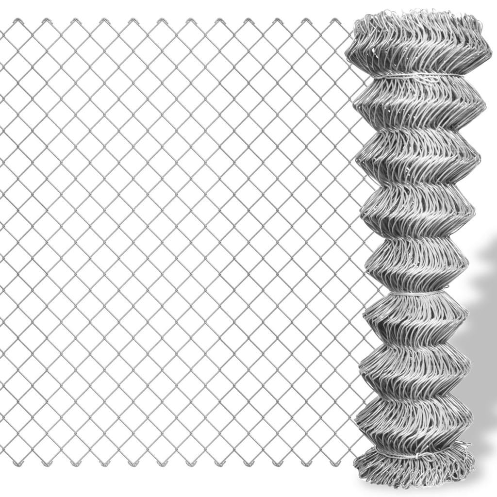 Maschendrahtzaun Verzinkter Stahl 15×1 m Silbern