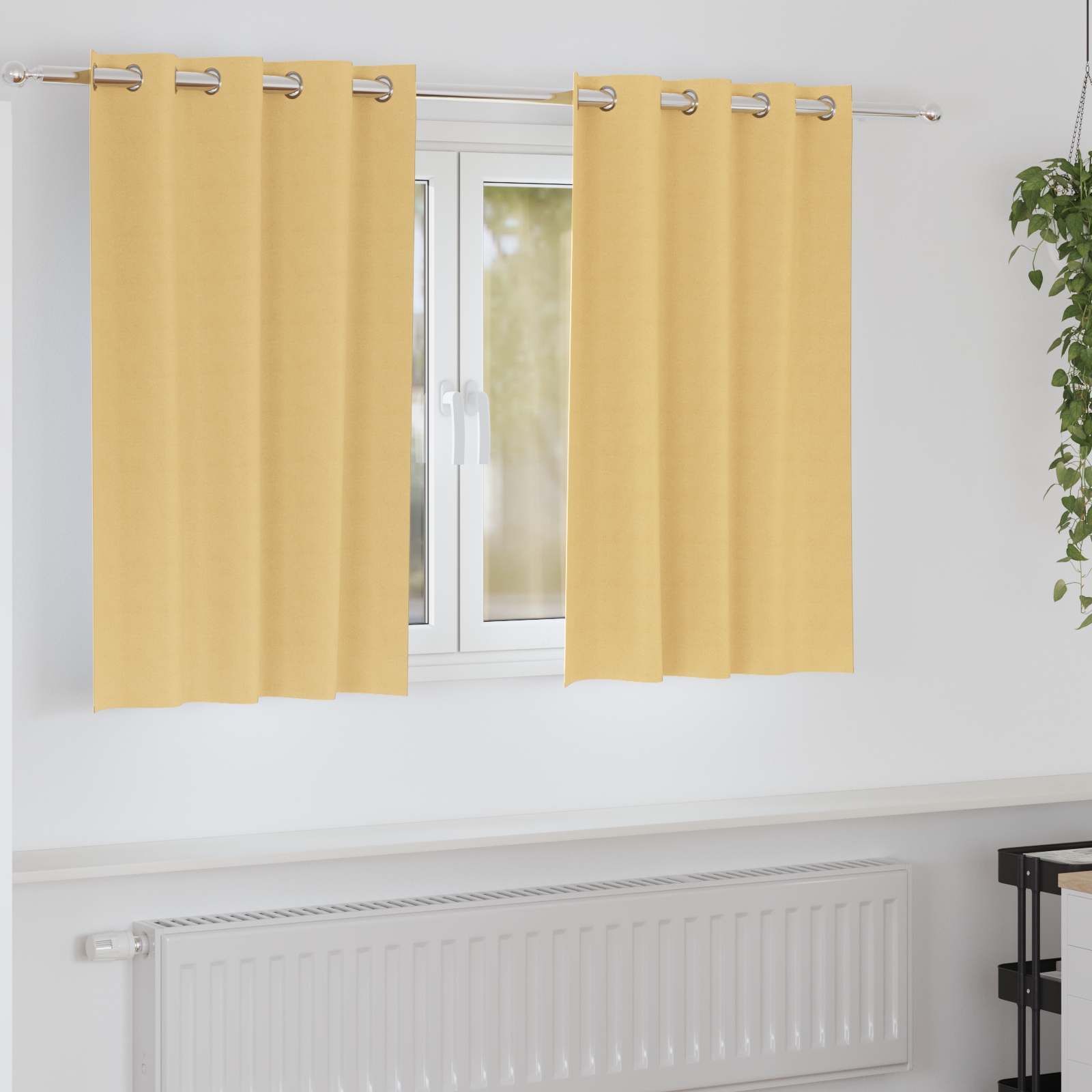 Vorhänge mit Vorhängen 2 pcs Beige 140 x 140 cm Polyester