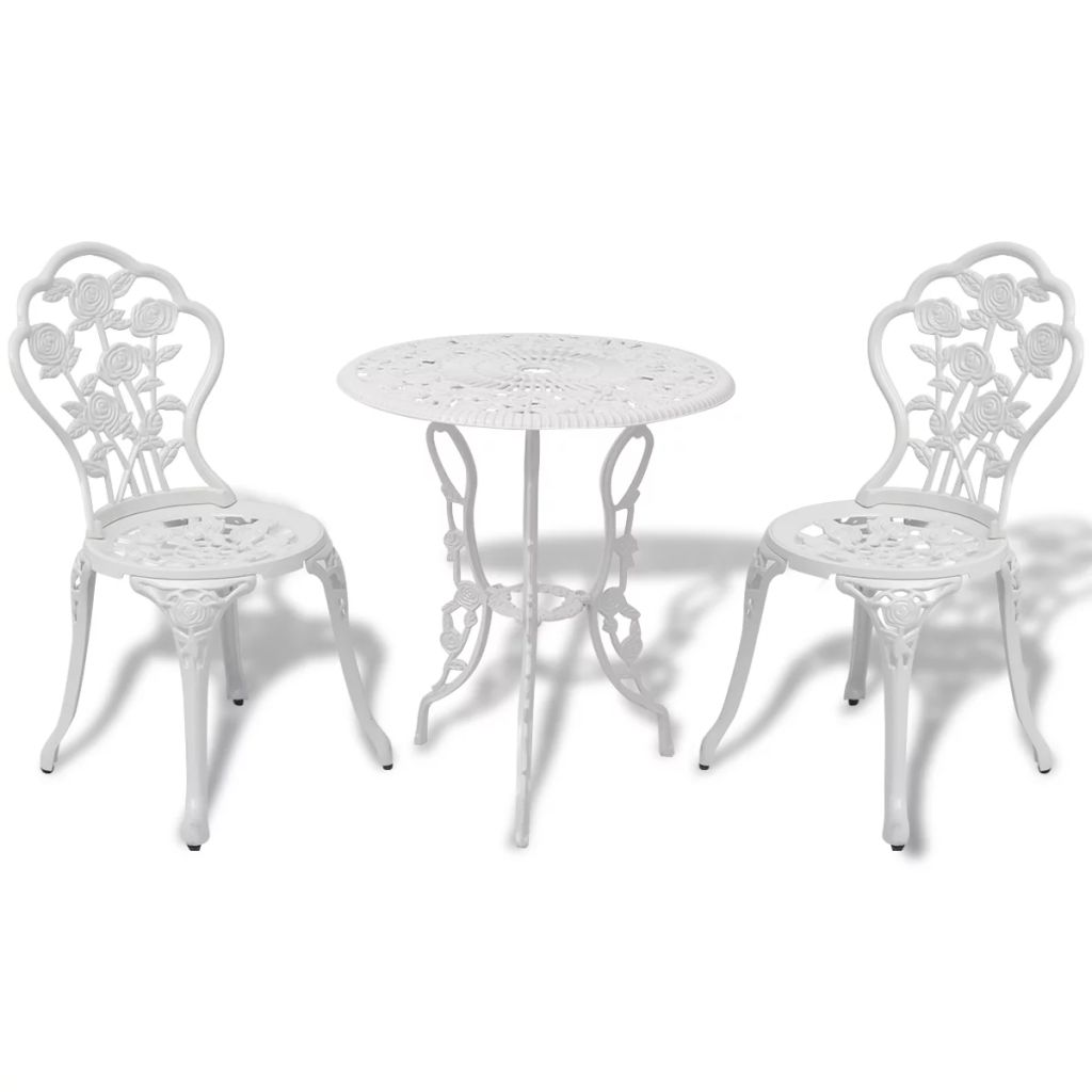 3-tlg. Bistro-Set Aluminiumguss Weiß 3-tlg. Bistro-Set Aluminiumguss Weiß
