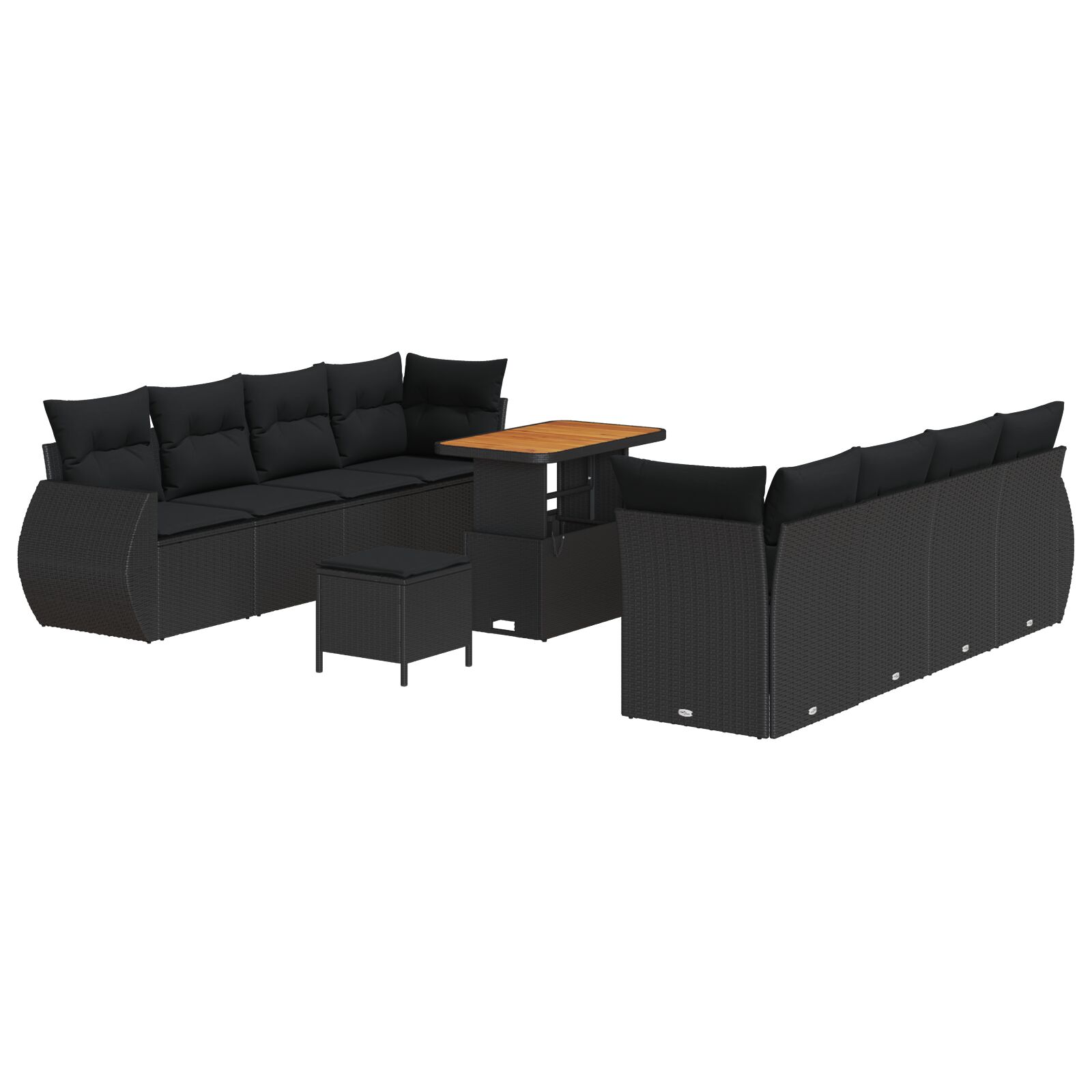 11-teiliges Garten-Sofa-Set mit Kissen Schwarz Poly-Rattan Akazie, 3-teiliges Garten-Ess-Set mit Kissen Schwarz Poly-Rattan Akazie 11-teiliges Garten-Sofa-Set mit Kissen Schwarz Poly-Rattan Akazie, 3-teiliges Garten-Ess-Set mit Kissen Schwarz Poly-Rattan Akazie