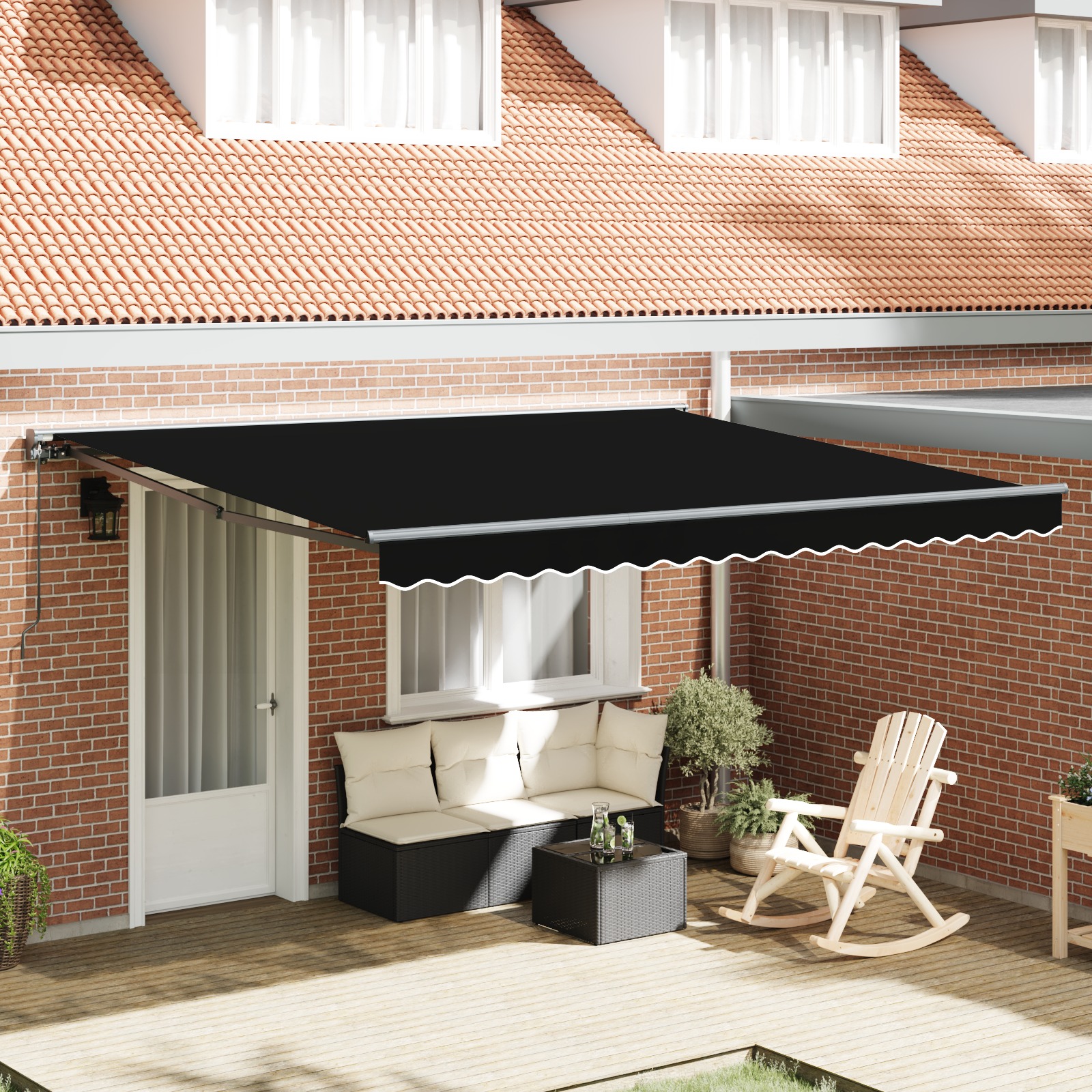 Einziehbare Markise Schwarz 400x300 cm Aluminium und Polyester