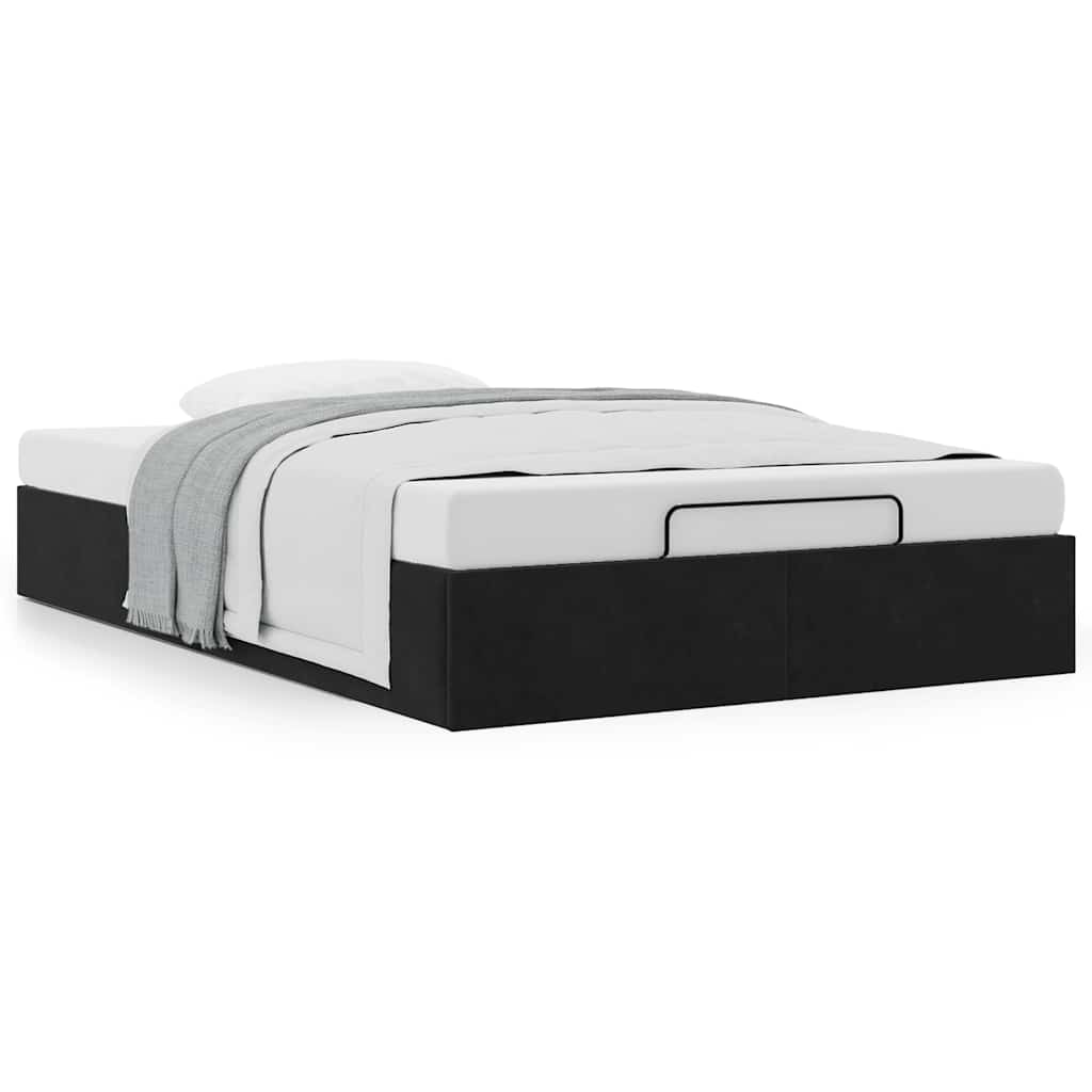 Ottoman-Bett ohne Matratze Schwarz 120x200 cm Samt