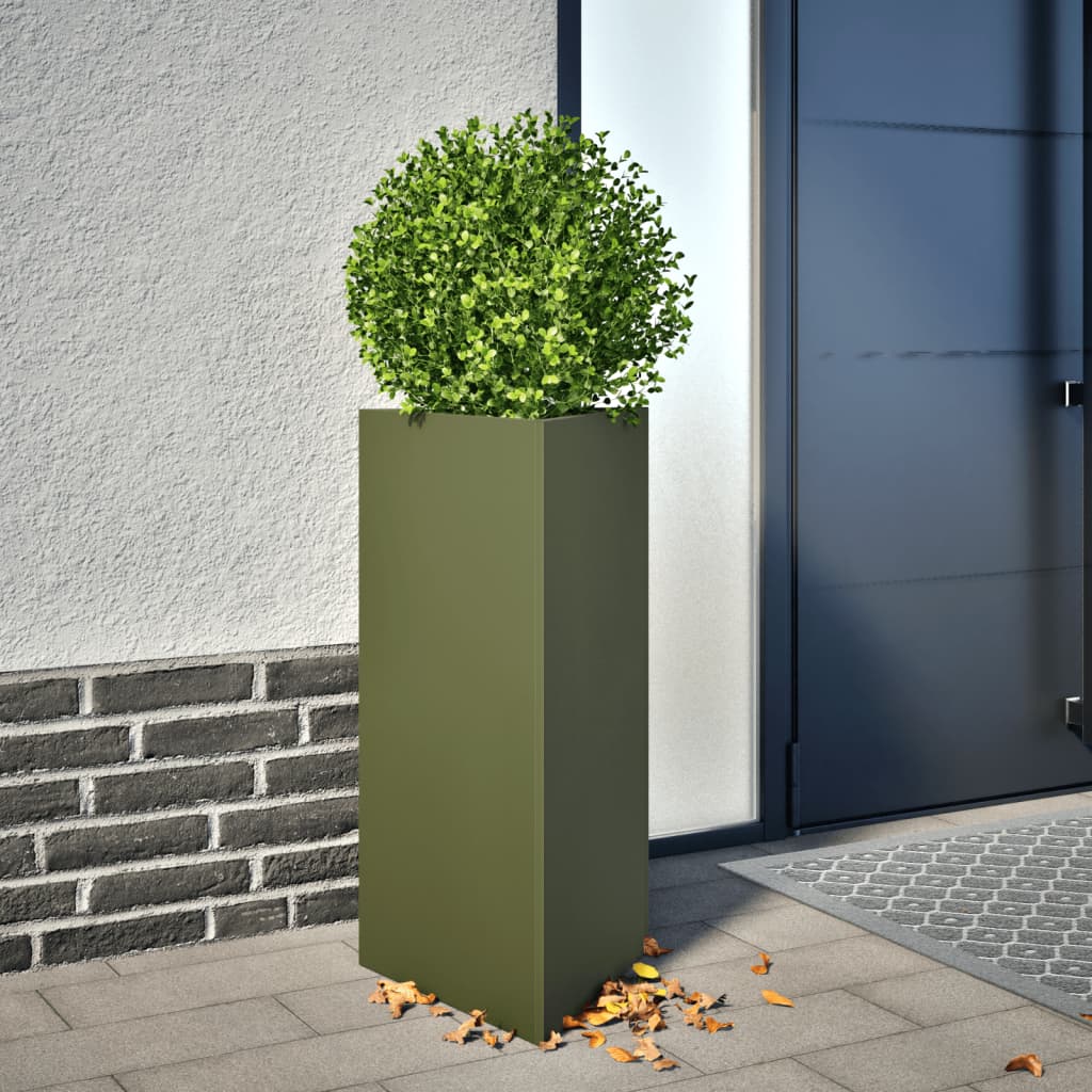 Pflanzkübel Olivgrün Dreieckig 40x34,5x70 cm Stahl Pflanzkübel Olivgrün Dreieckig 40x34,5x70 cm Stahl