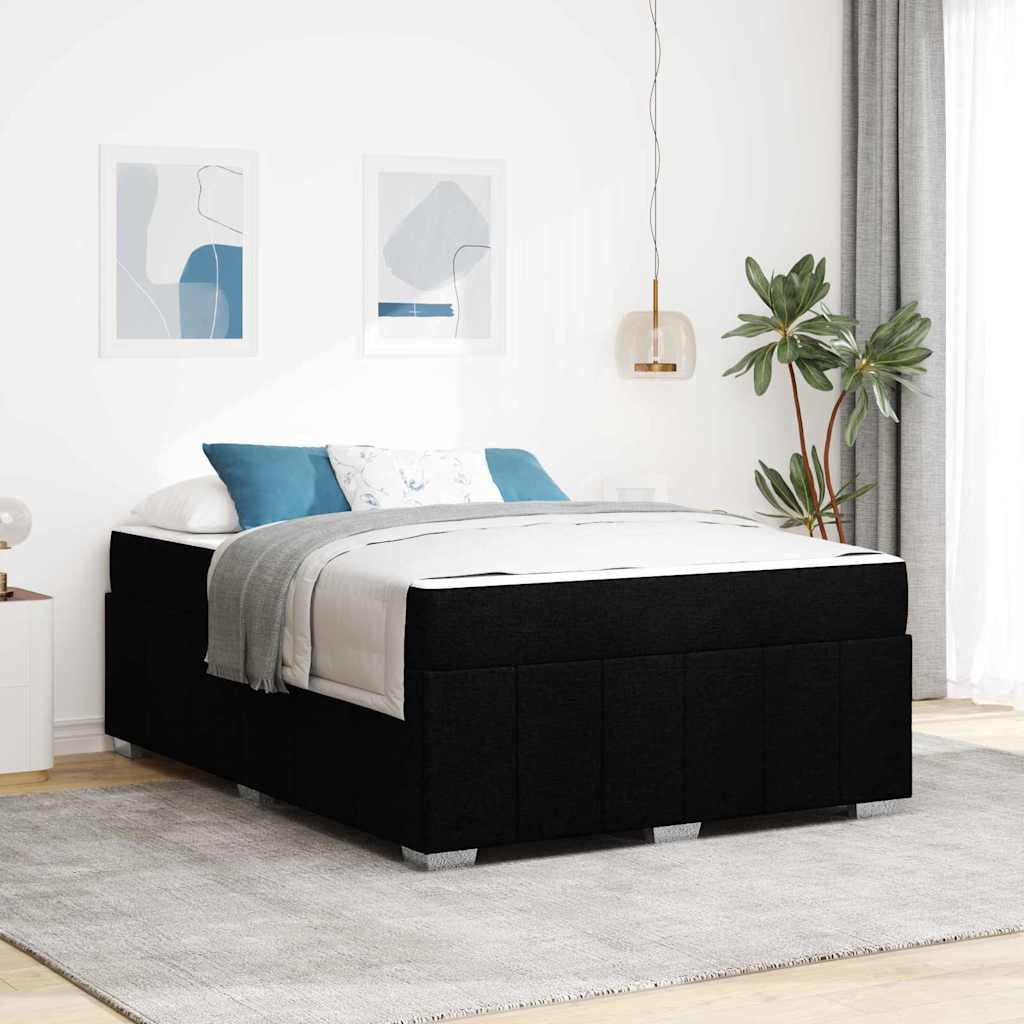 Bettgestell Schwarz 140 x 200 cm Stoff