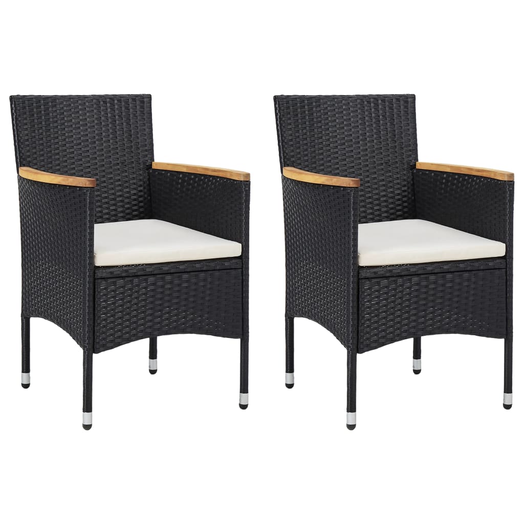 Garten-Essstühle 2 Stk. Poly Rattan Schwarz Garten-Essstühle 2 Stk. Poly Rattan Schwarz