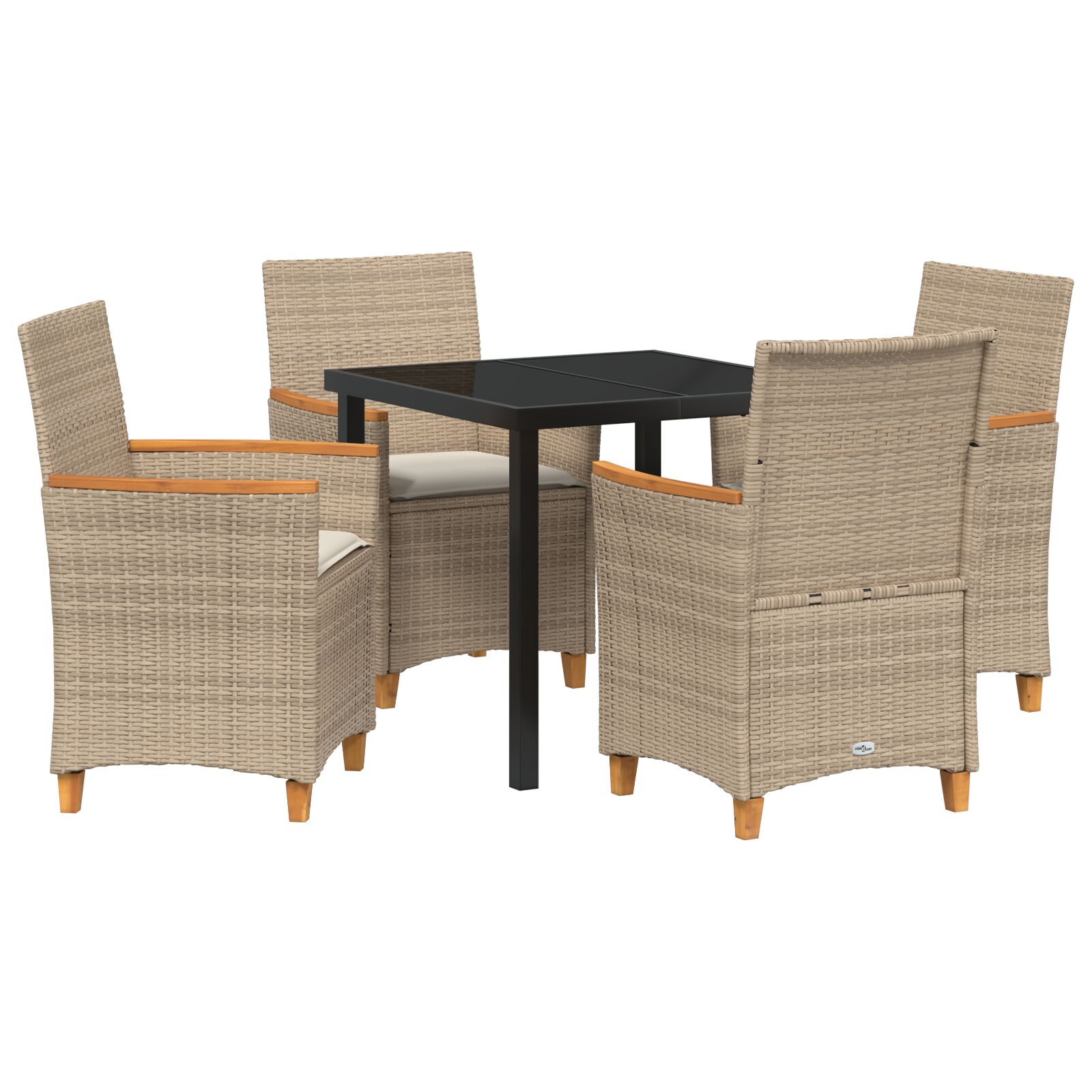 5-teiliges Garten-Ess-Set mit Kissen Beige Poly-Rattan 5-teiliges Garten-Ess-Set mit Kissen Beige Poly-Rattan