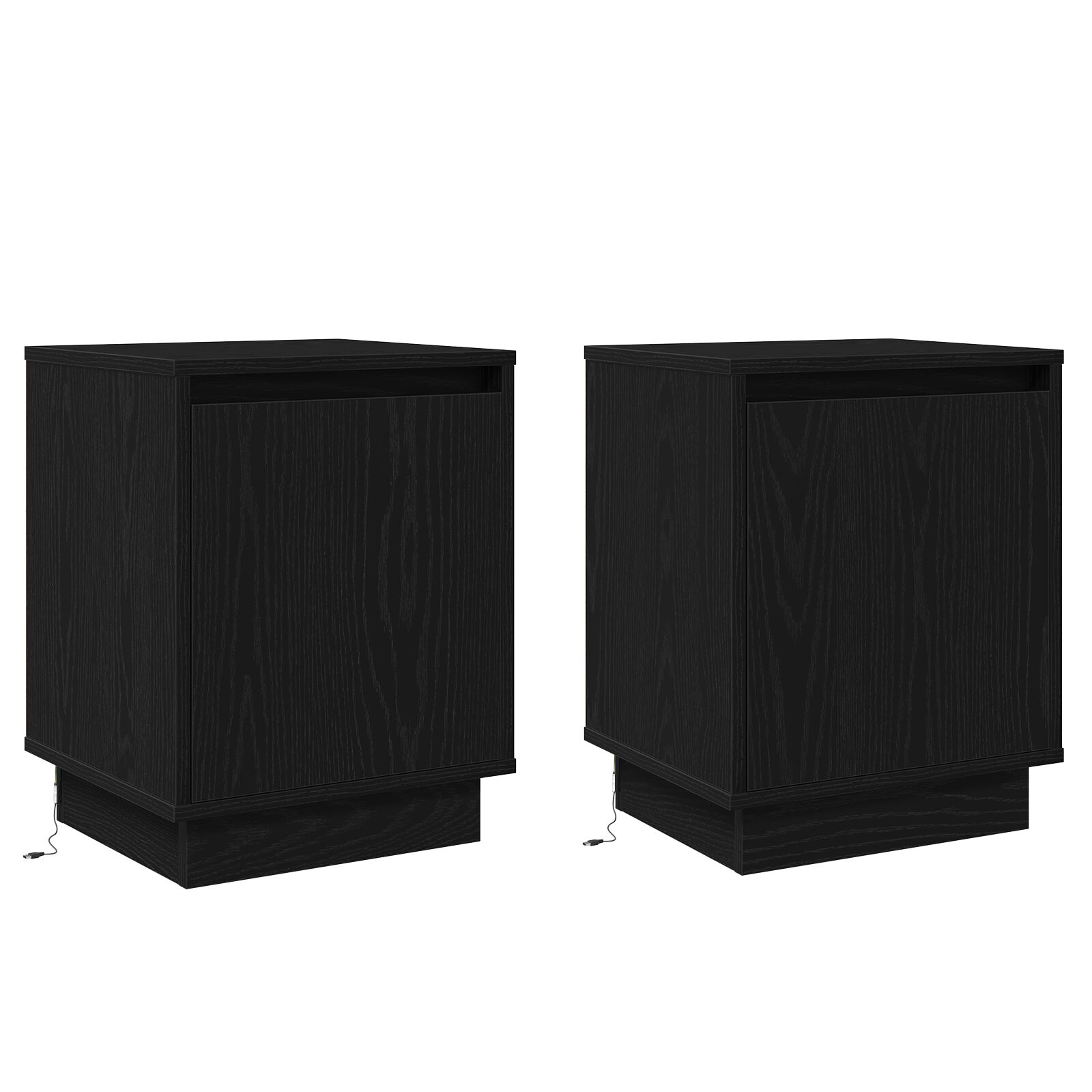 Nachttische mit LED-Lichtern 2 Stück Schwarz 39x34,5x50 cm
