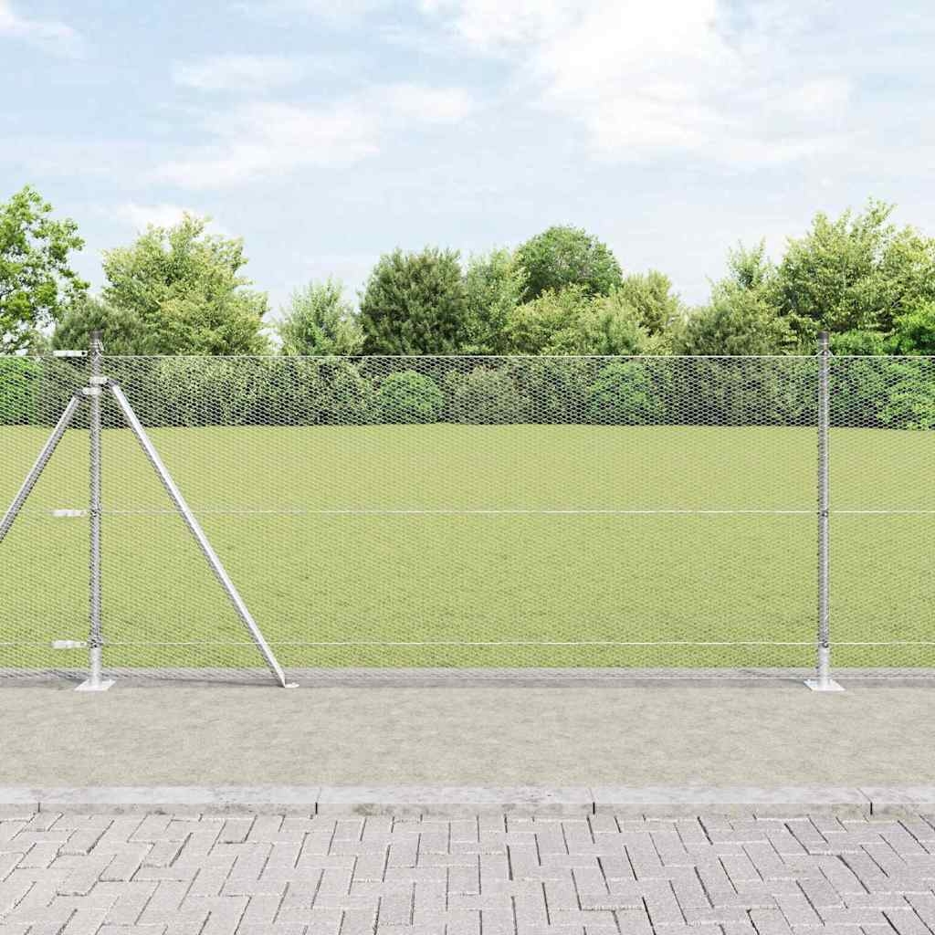 Zaun mit Pfosten Silber 1 x 50 m PVC-beschichteter Stahl