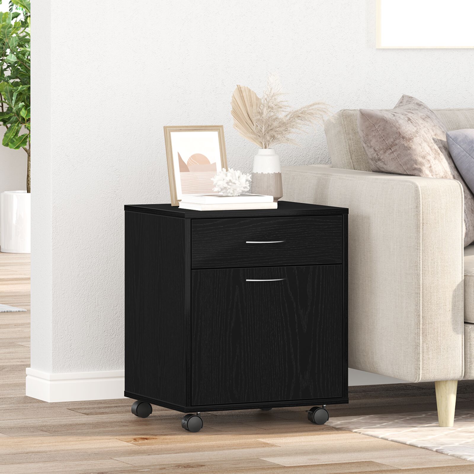 vidaXL Rollschrank Schwarz Eiche 45x38x54 cm Holzwerkstoff