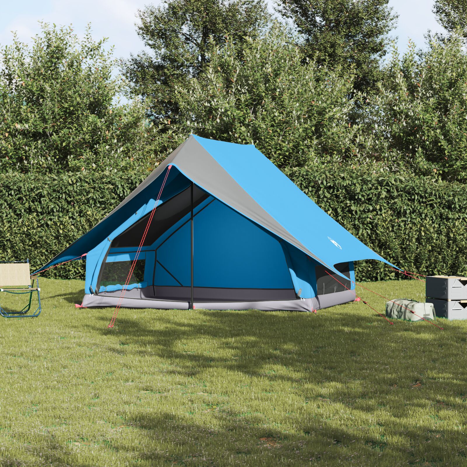 Campingzelt 5-Personen Blau Polyester 5-Personen Zusammenklappbar