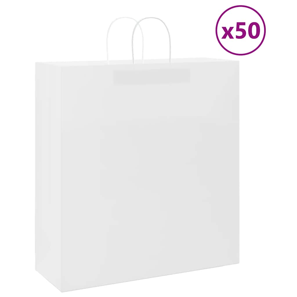 Papiertragetaschen 50 Stk. mit Henkeln Weiß 45x17x48 cm Papiertragetaschen 50 Stk. mit Henkeln Weiß 45x17x48 cm