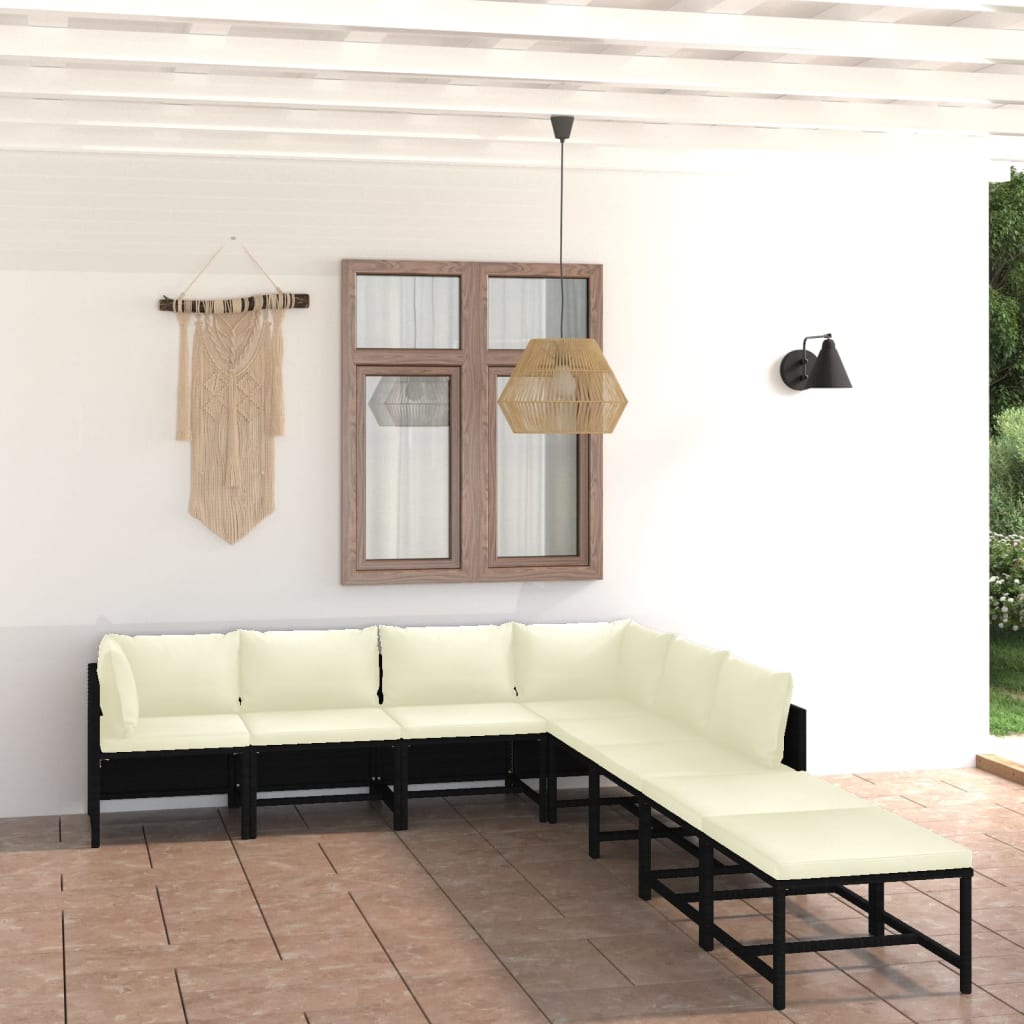 8-tlg. Garten-Lounge-Set mit Kissen Poly Rattan Schwarz 8-tlg. Garten-Lounge-Set mit Kissen Poly Rattan Schwarz