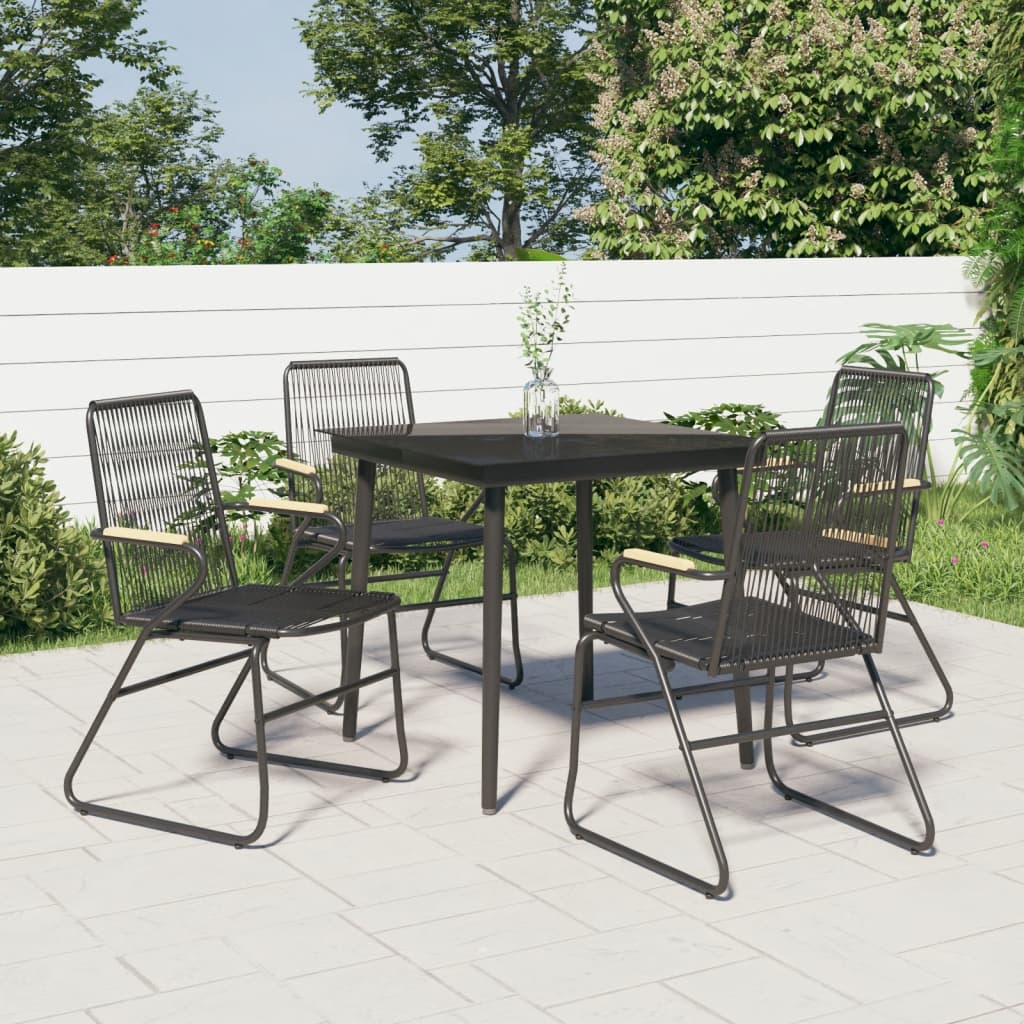 5-tlg. Garten-Essgruppe Schwarz PVC Rattan 5-tlg. Garten-Essgruppe Schwarz PVC Rattan