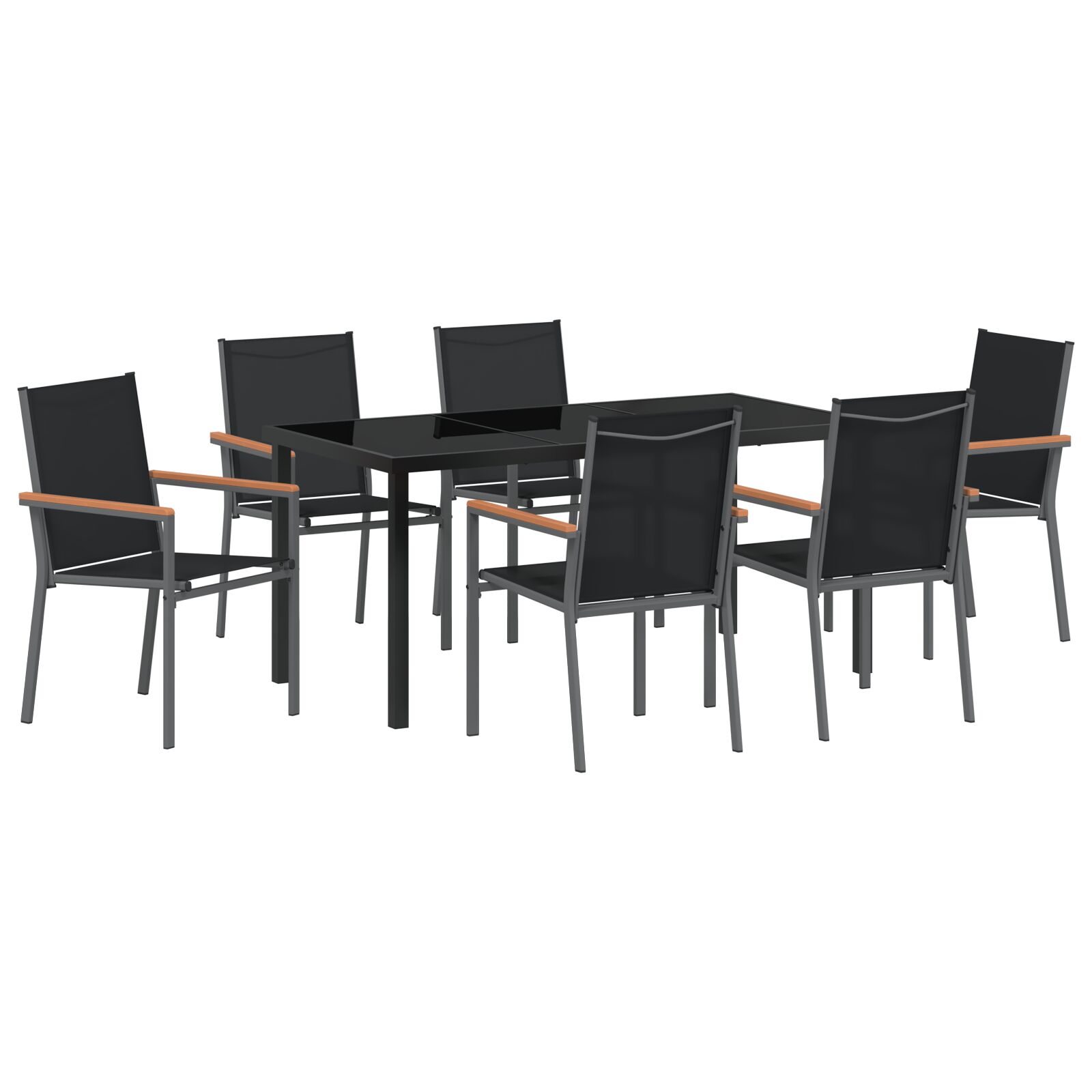 7-teiliges Gartenset mit Schwarz Textilene und Stahl 7-teiliges Gartenset mit Schwarz Textilene und Stahl
