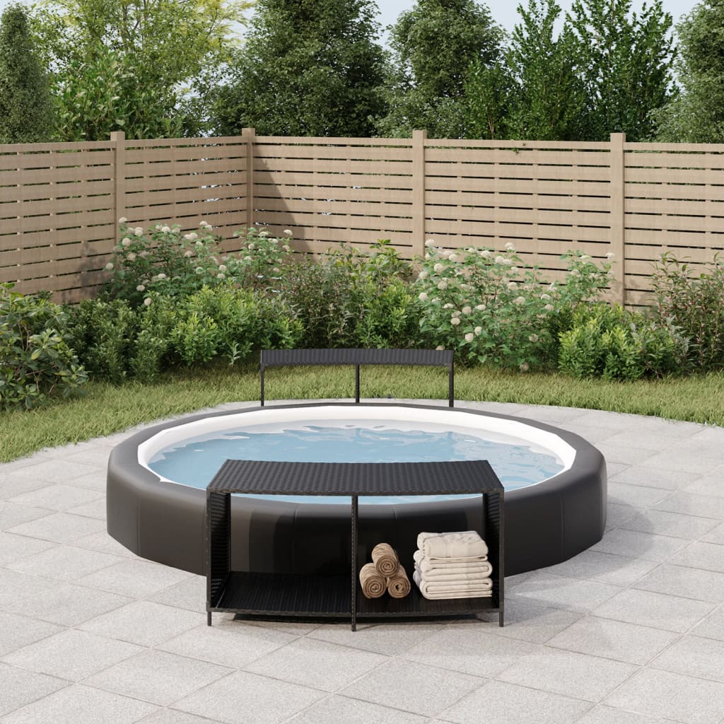 Outdoor-Regale 2 Stk. Schwarz Poly Rattan